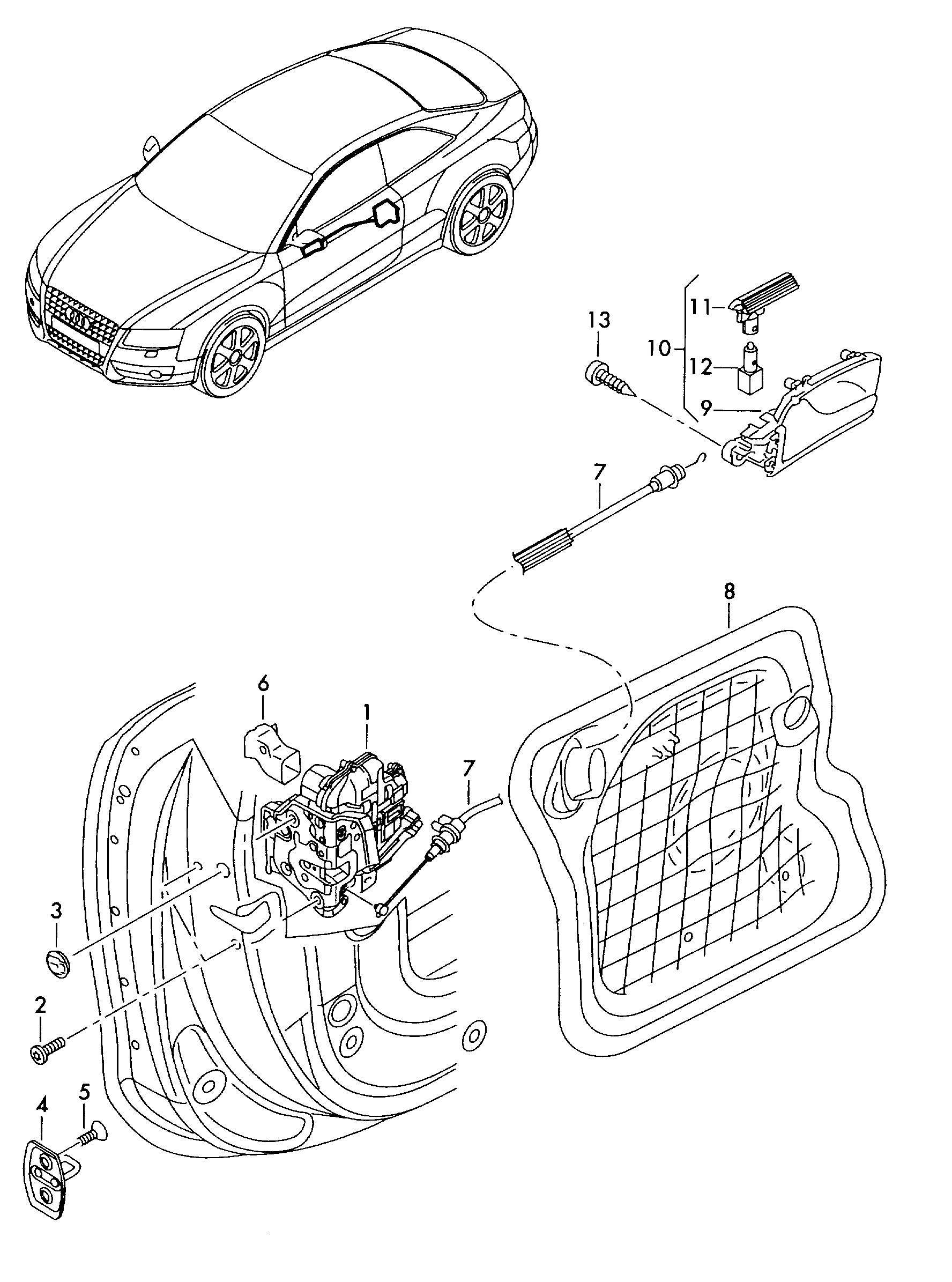 Kapı kilidi; İç kumanda - Audi A5/S5 Cabriolet(A5CA)  