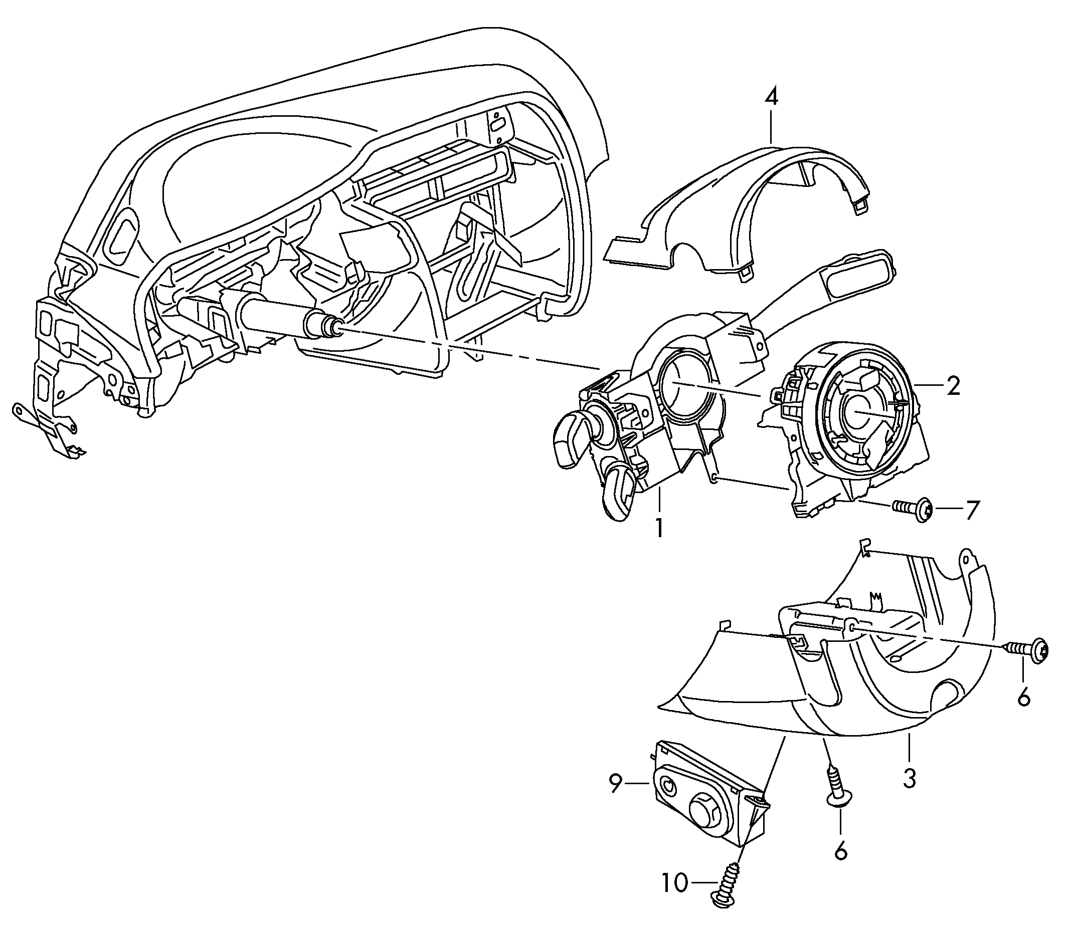 Koruyucu; Direksiyon kolu komb. şalteri - Audi A4/Avant(A4)  