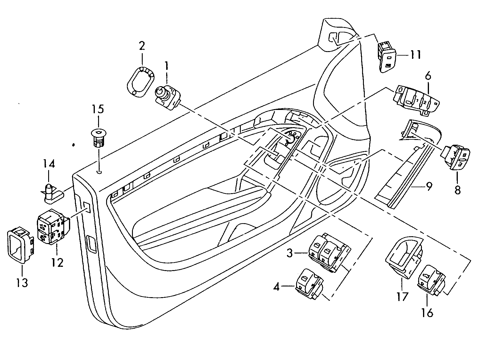 Выключатель в обивке двери - Audi A5/S5 Cabriolet(A5CA)  