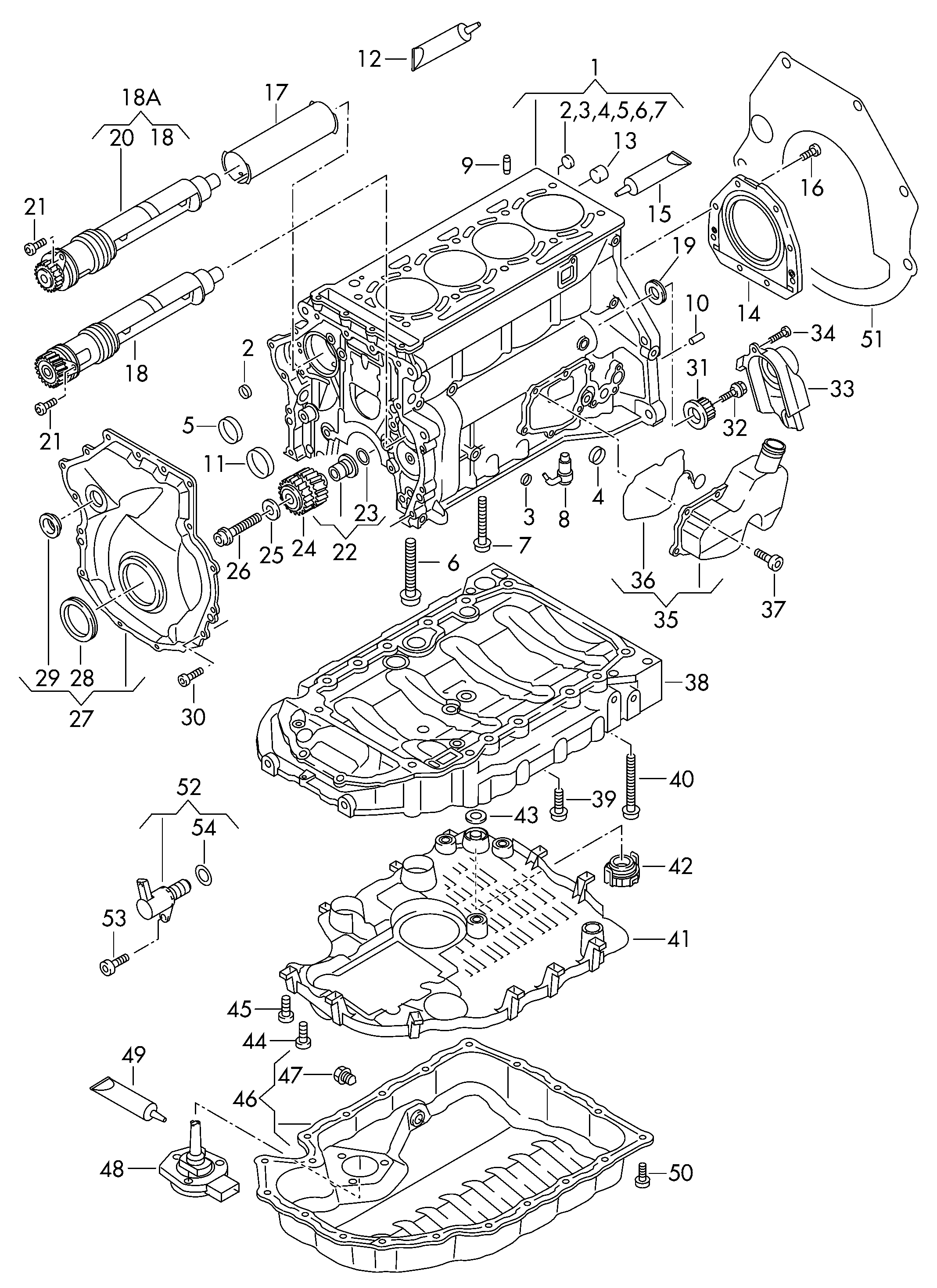 crankcase; oil sump; balancer shaft - Golf/Variant/4Motion(GOLF)  