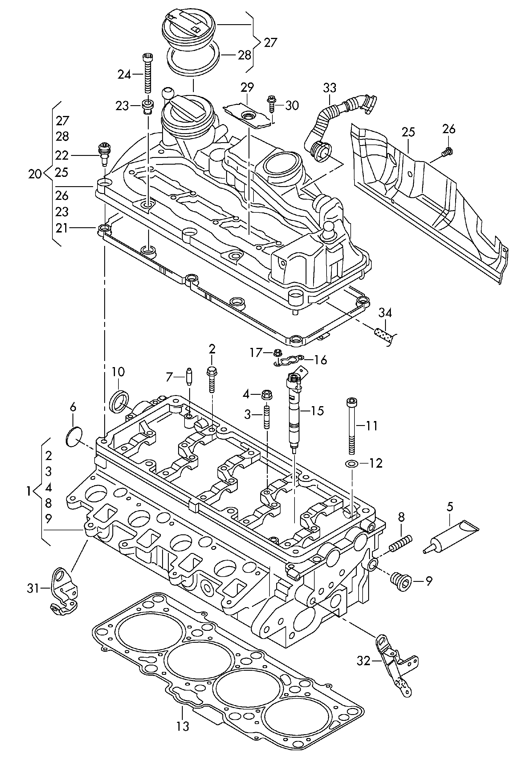 cilinderkop; klepdeksel - Passat CC(PACC)  