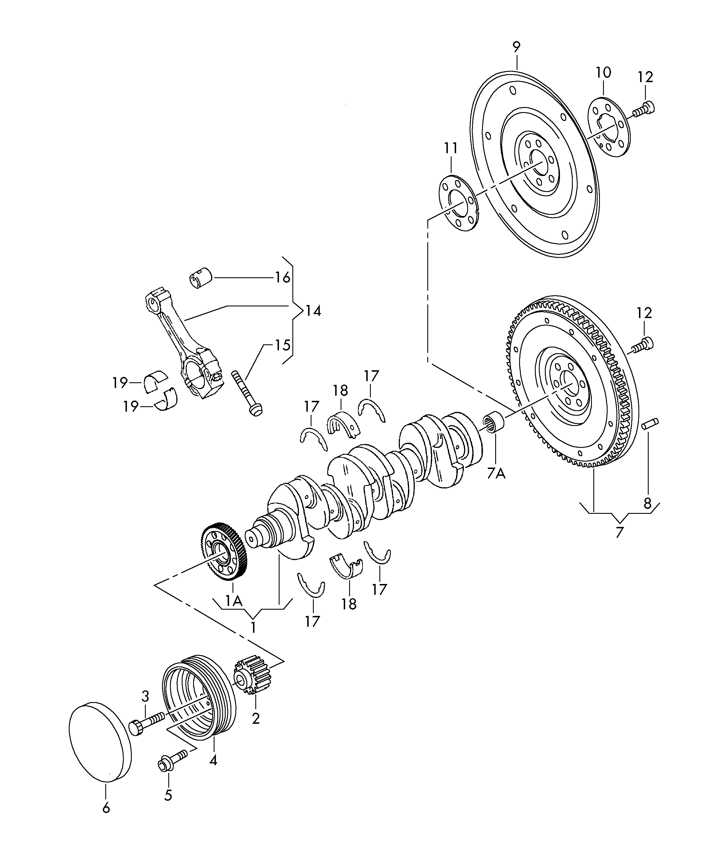 Kurbelwelle; Pleuelstange; Lagerung - Sharan/syncro/4Motion(SHA)  