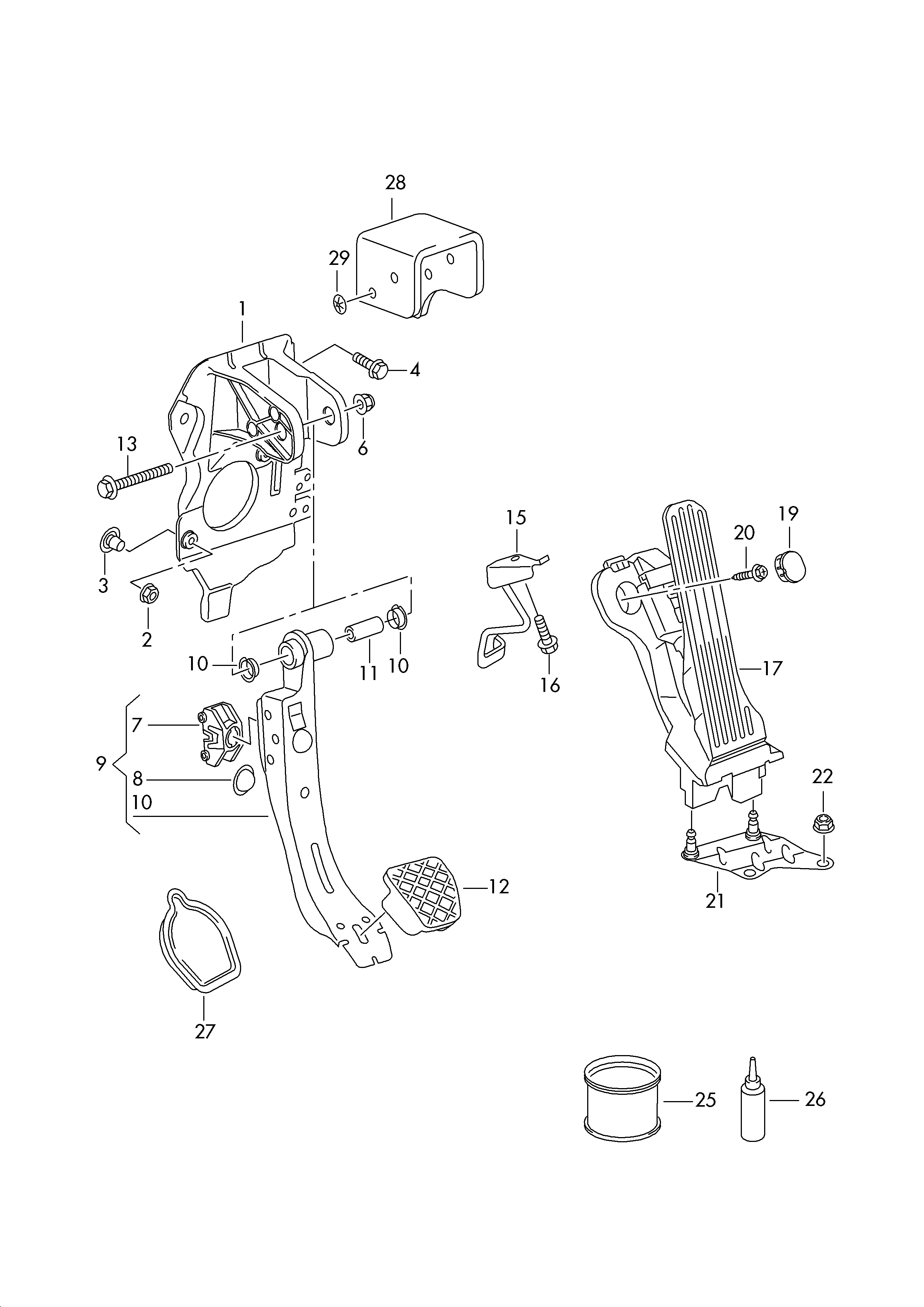 mecanismo pedales freno y acel - Tiguan(TIG)  