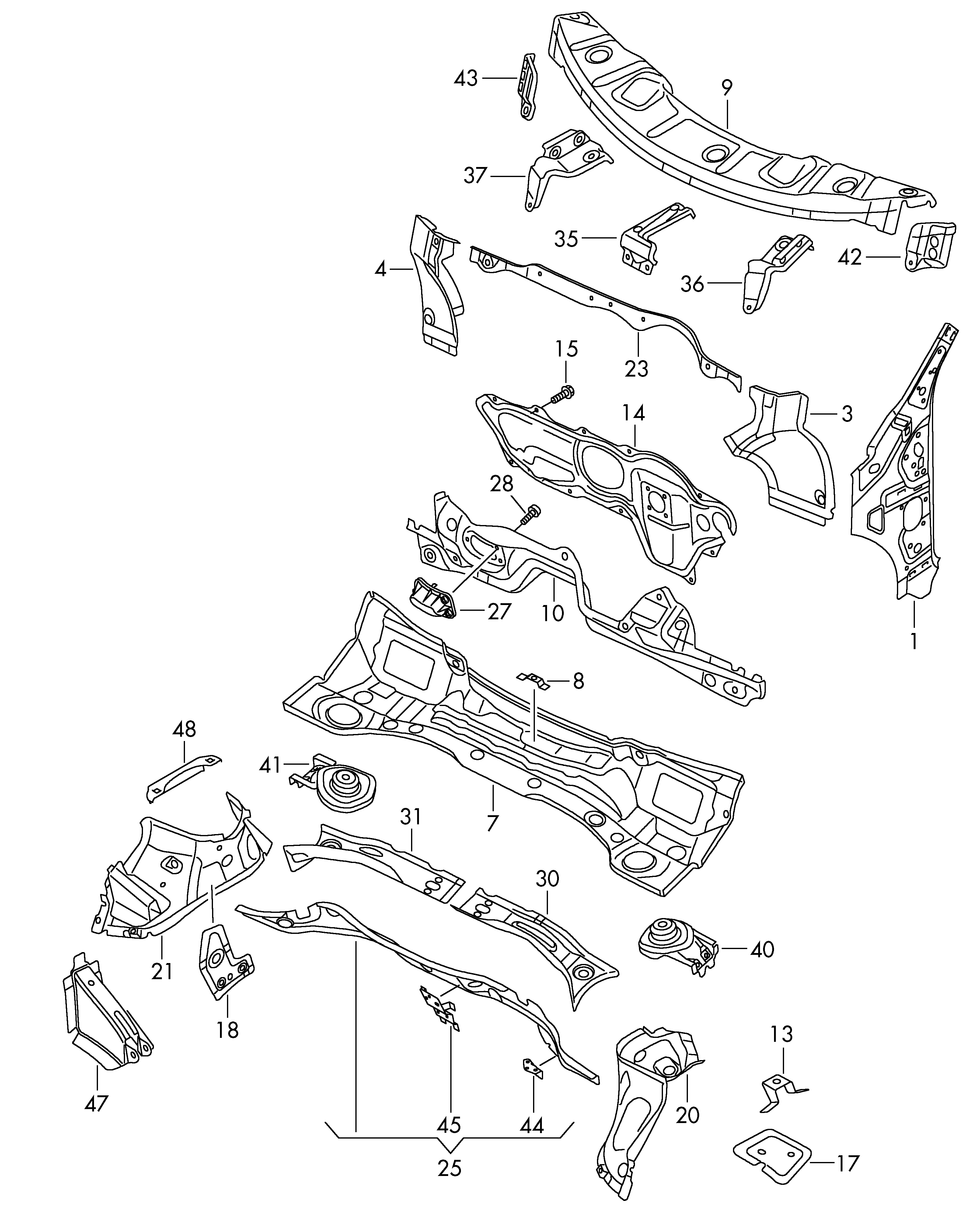 panel transversal; caja rueda; pilar a - Tiguan(TIG)  