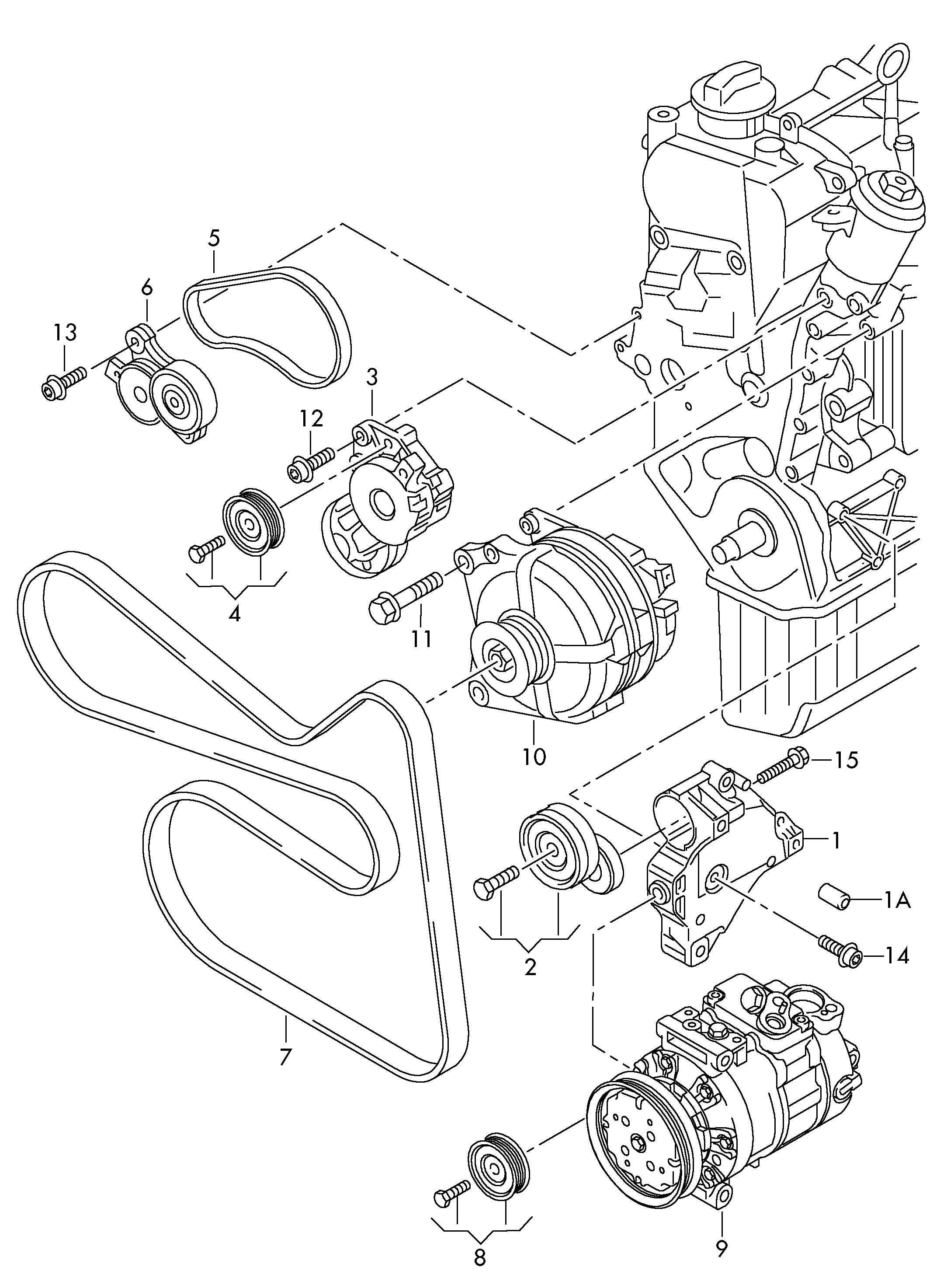 connecting and mounting parts
for alternator; pol... - Tiguan(TIG)  