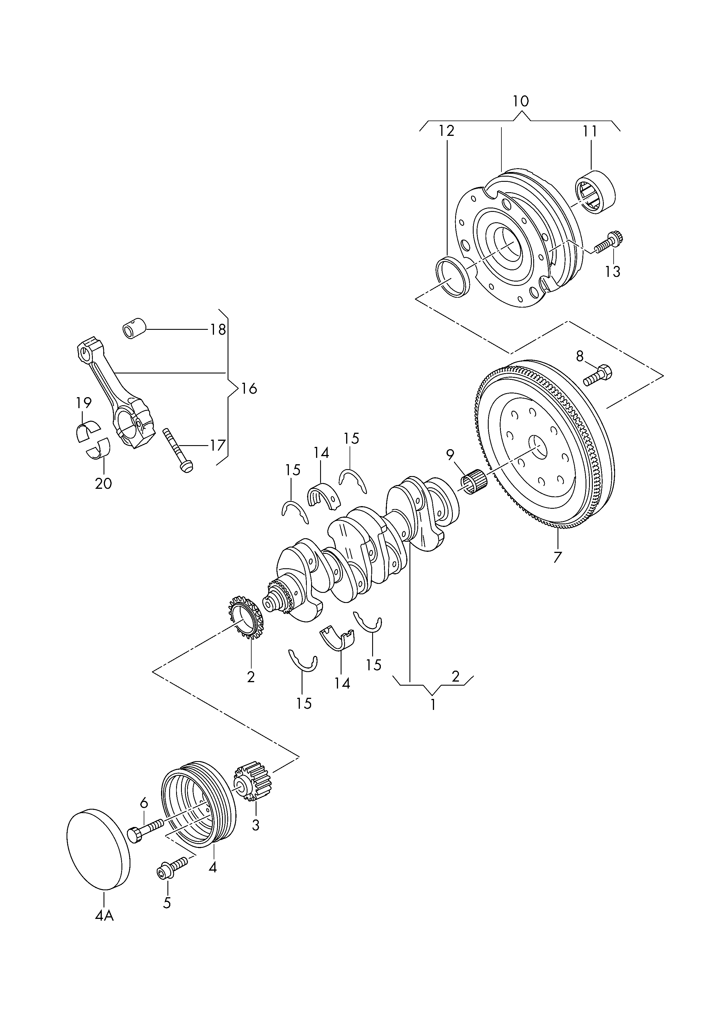 crankshaft; conrod; bearings - Audi A4/Avant(A4)  