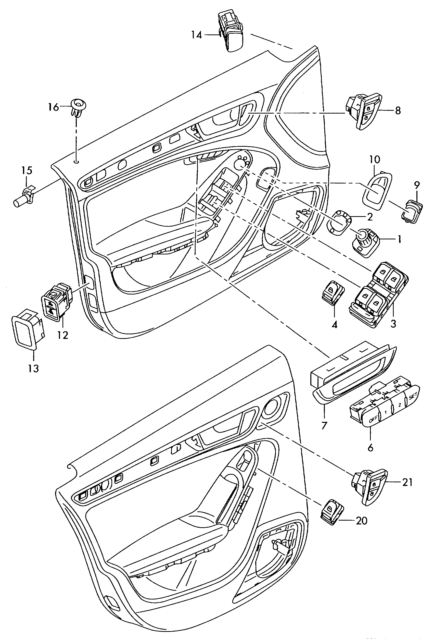 Kapı kaplamasında tuşlar - Audi Q5(AQ5)  