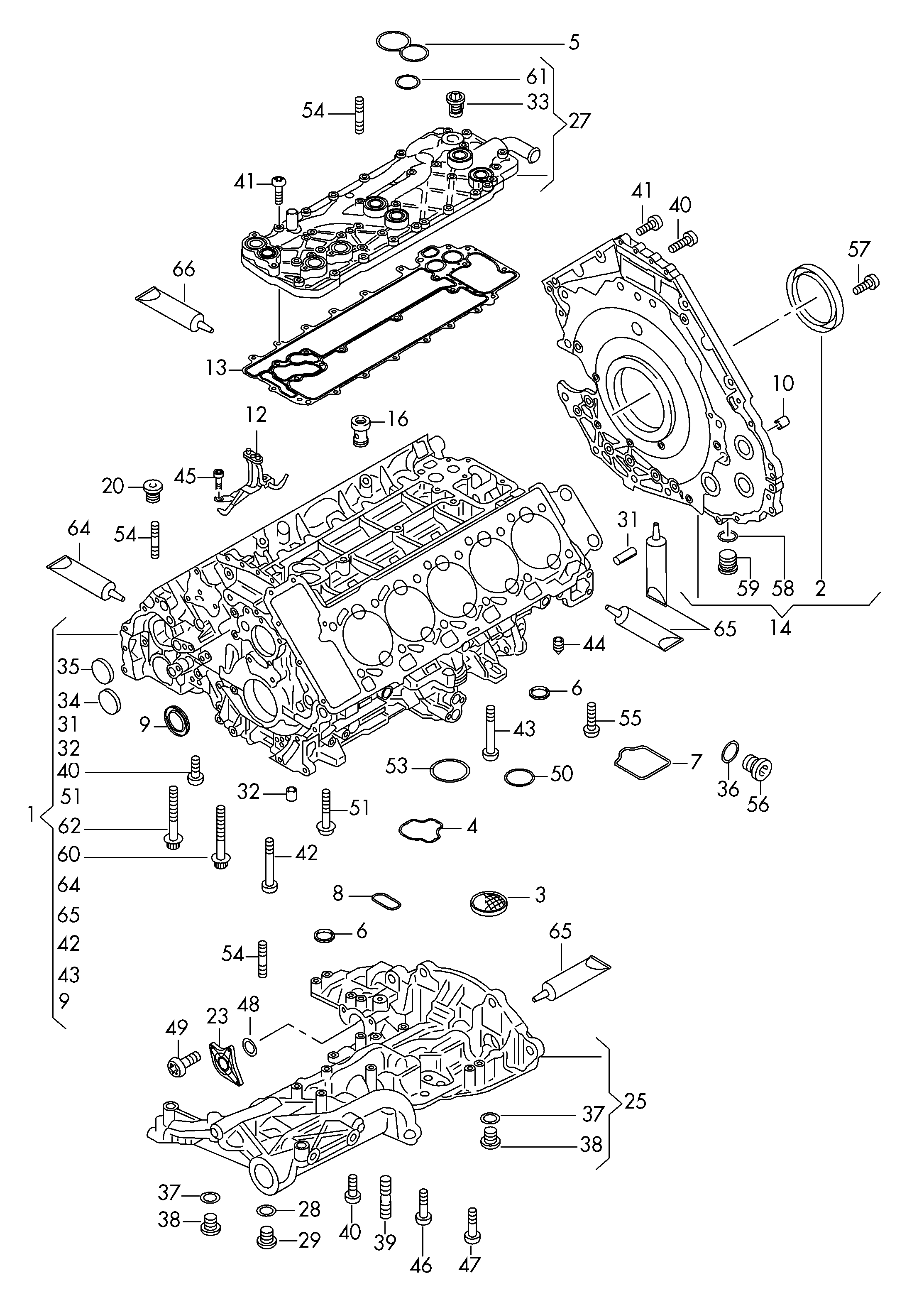 oil sump; sealing flange; crankcase - Audi R8(R8)  