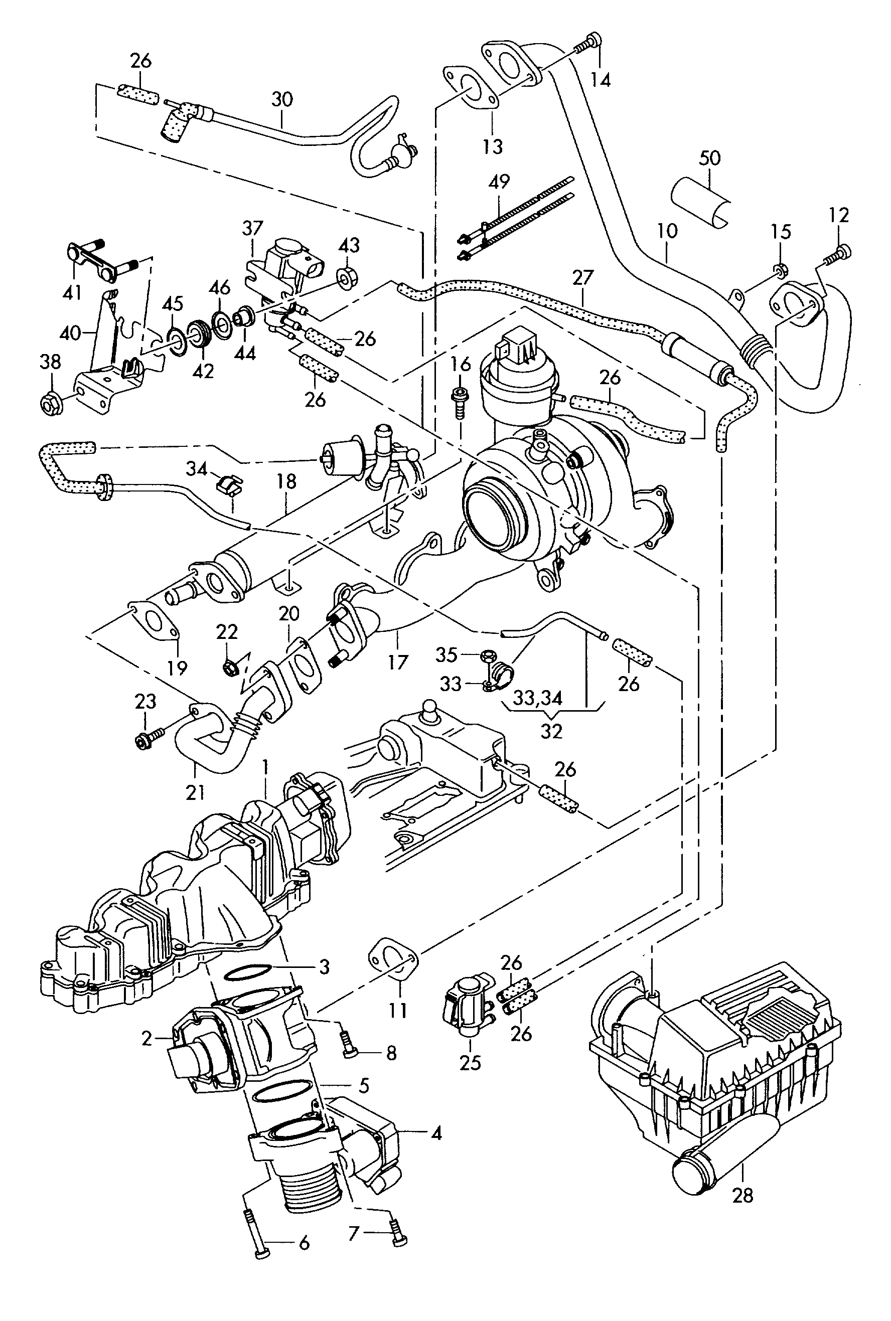 exhaust gas recirculation; vacuum system - Audi A3/S3/Sportb./Lim./qu(A3)  
