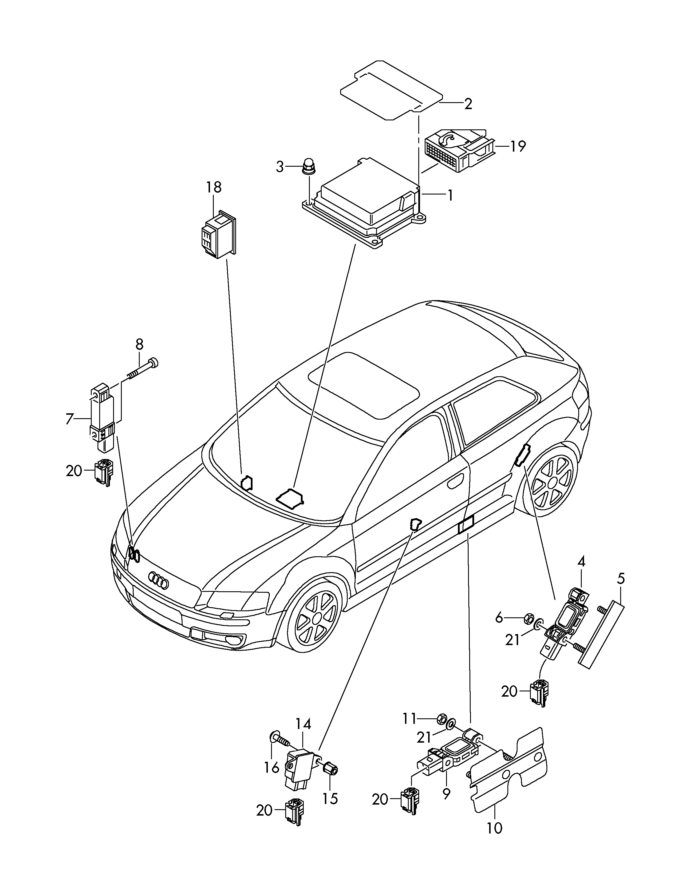 parti elettriche per airbag - Audi A3/S3/Sportb./Lim./qu(A3)  
