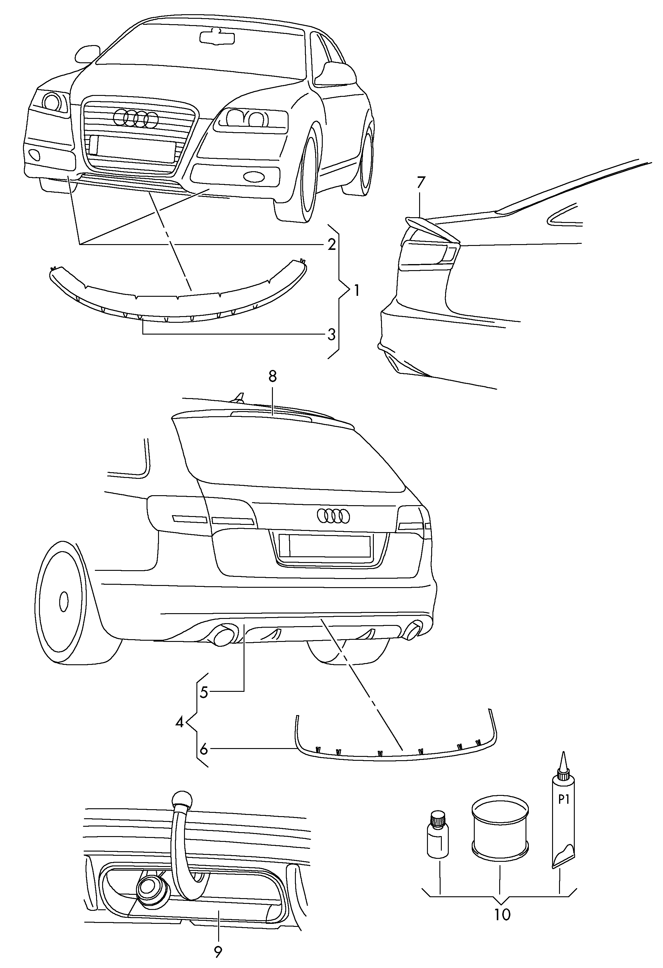 Original Zubehoer; Klebesatz fuer Aerodynamik- An Audi A6/Avant