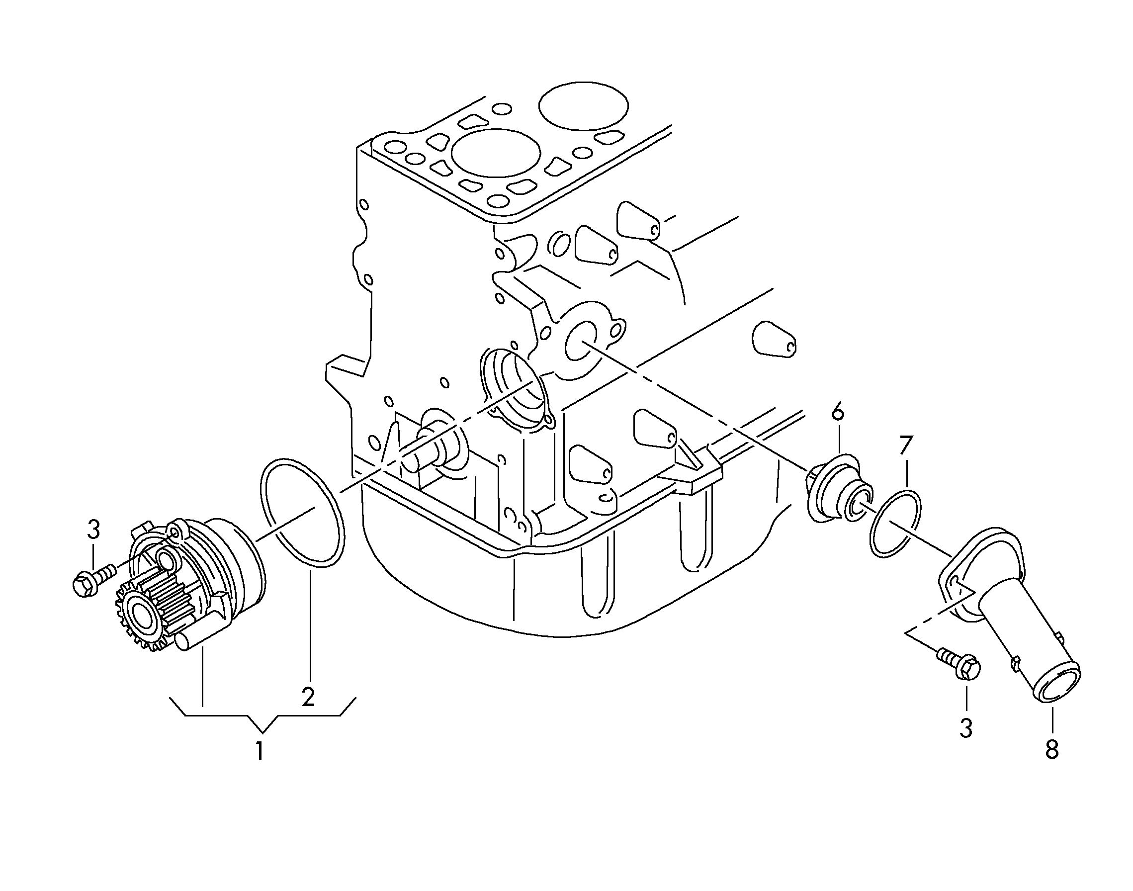 coolant pump; pipe union - Golf/Variant/4Motion(GOLF)  