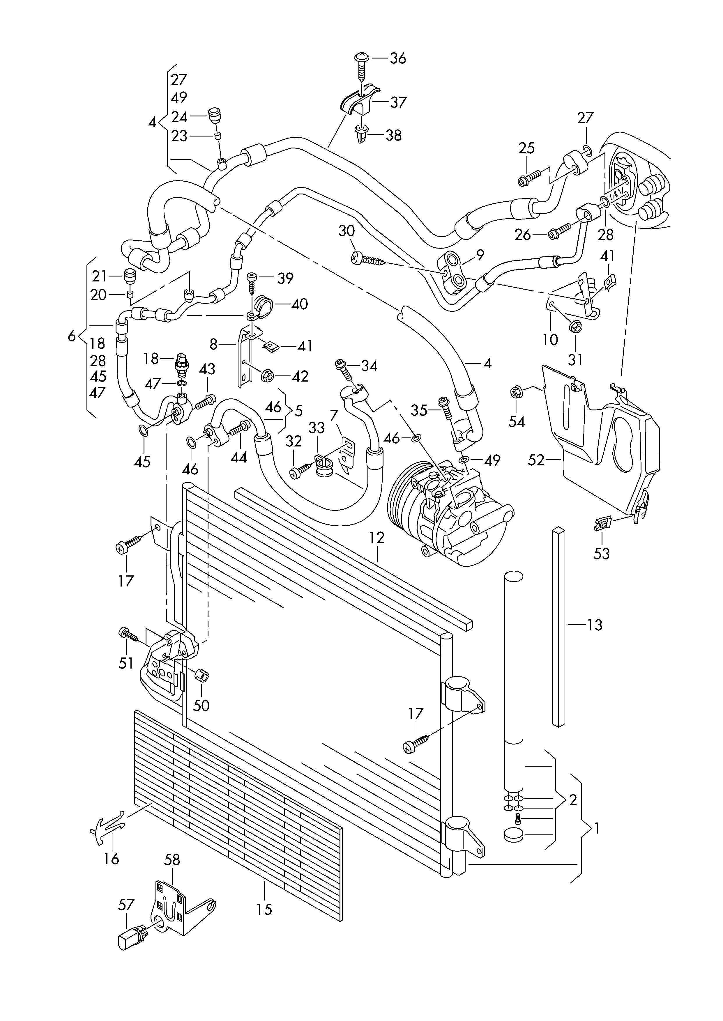 refrigerant circuit; a/c condenser - Golf/Variant/4Motion(GOLF)  