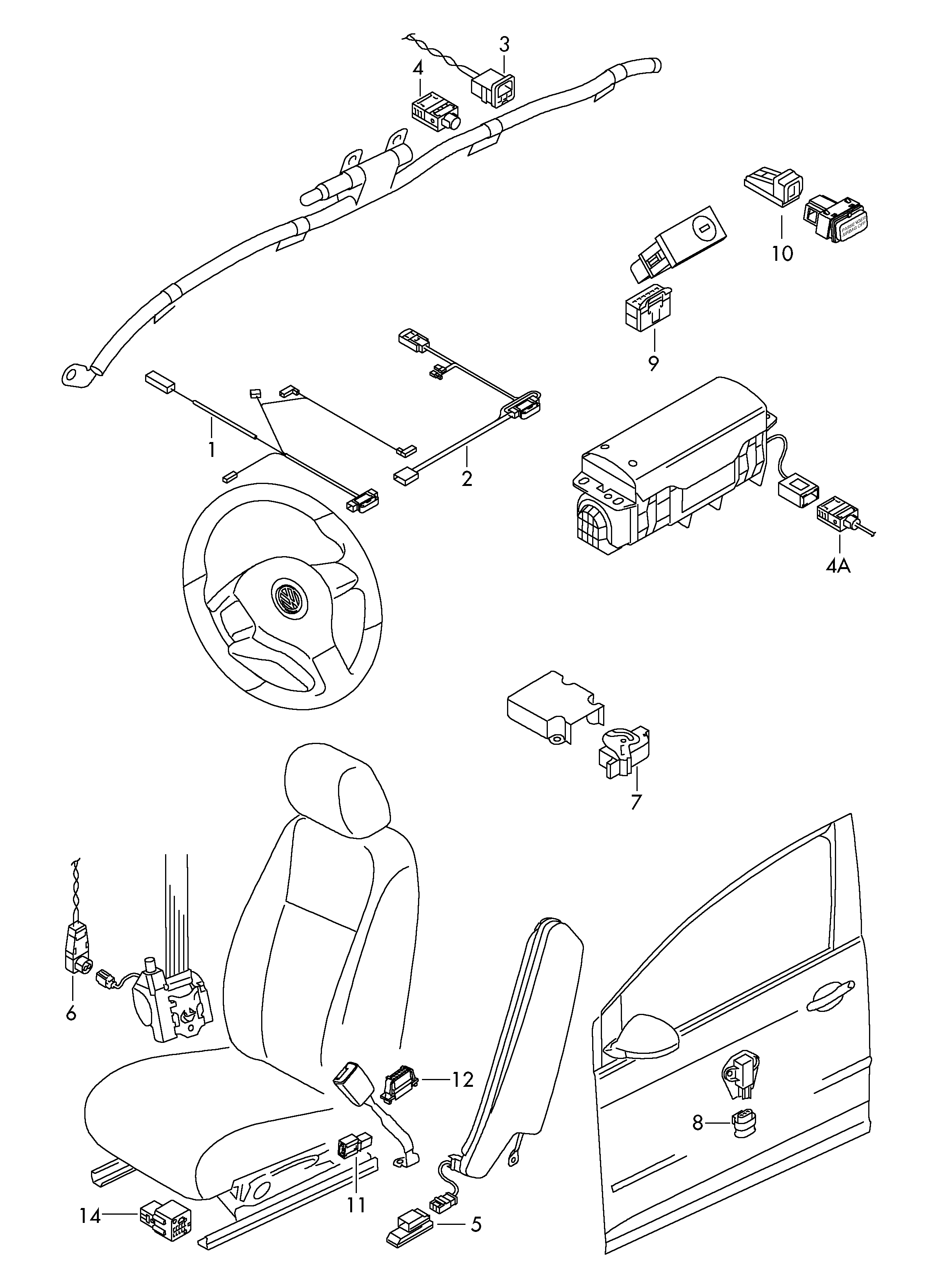 individual parts; central wiring set - Tiguan(TIG)  