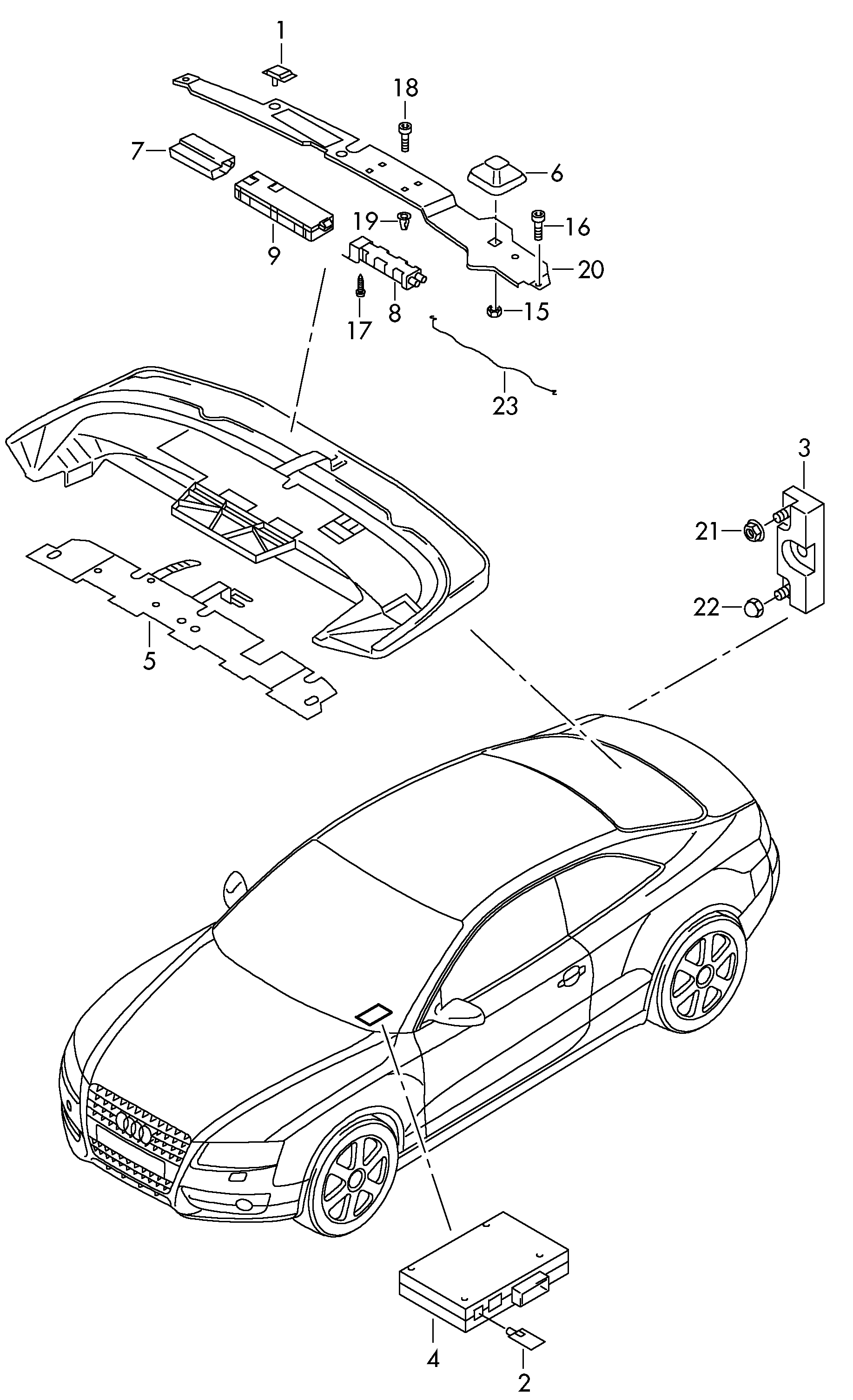Anten yükseltici
sabitl parçaları - Audi A5/S5 Cabriolet(A5CA)  