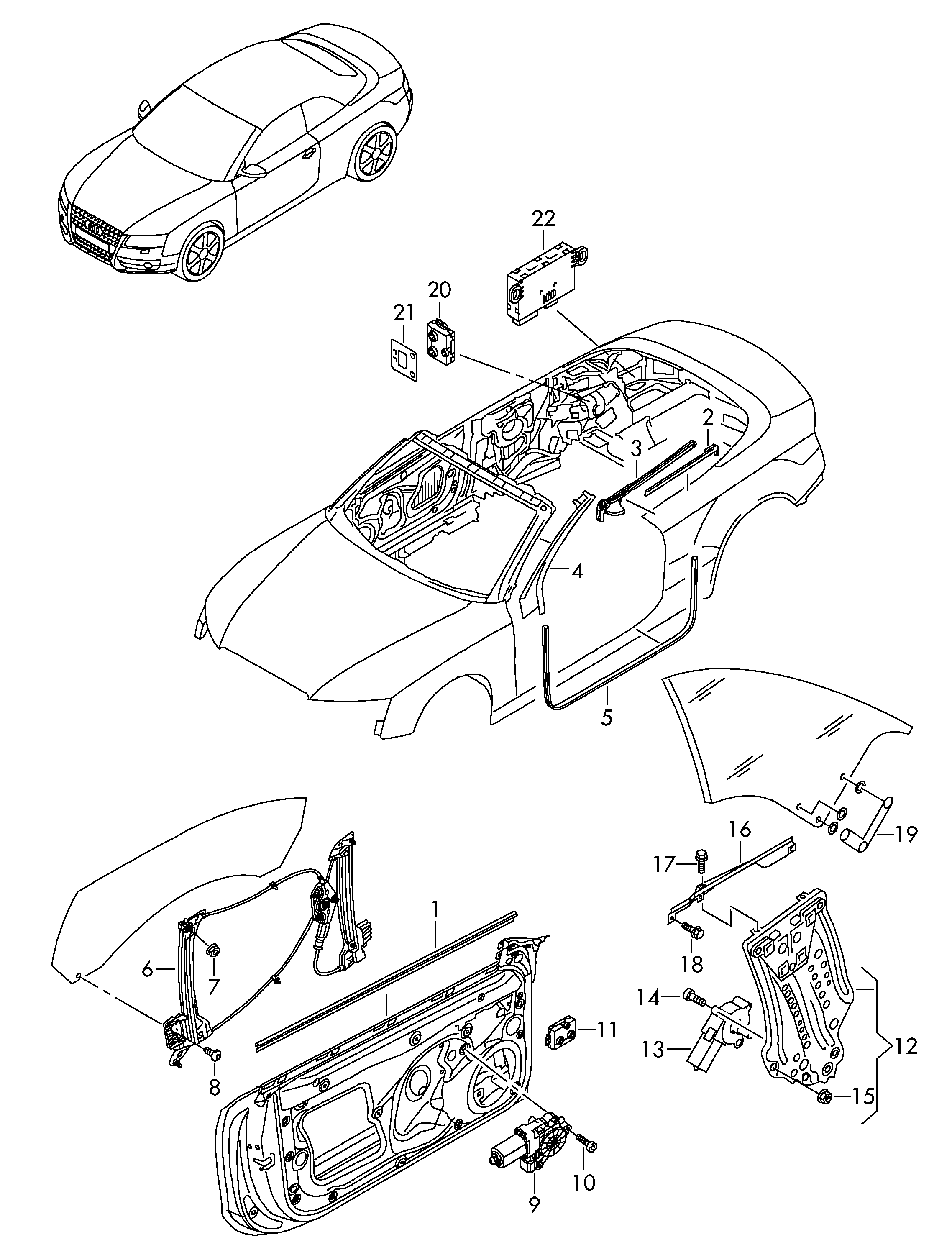 window regulator; window aperture seal - Audi A5/S5 Cabriolet(A5CA)  