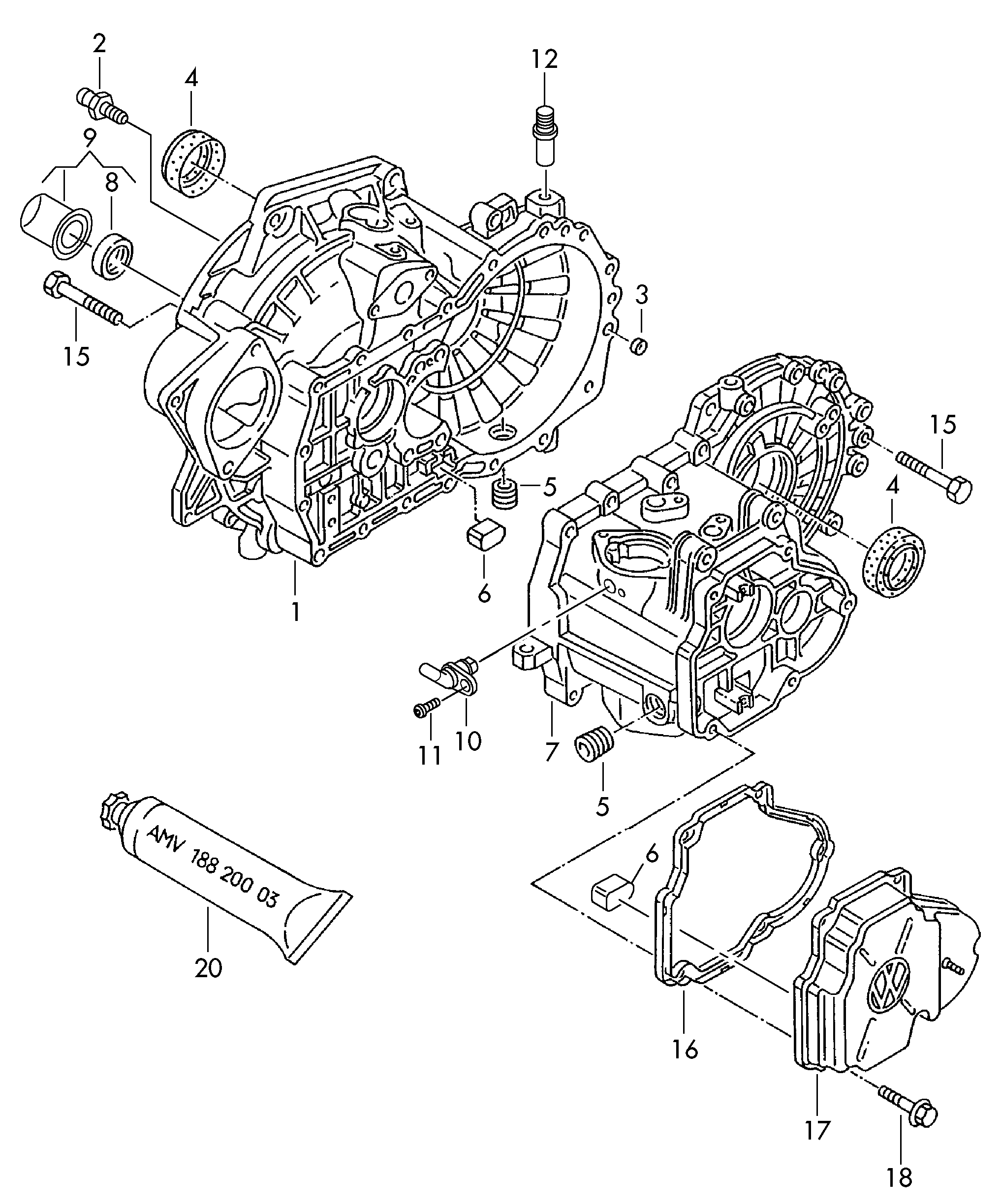 korpus skrzyni biegów; dla 5cio bieg.skrz.manual. - Audi A1(A1)  