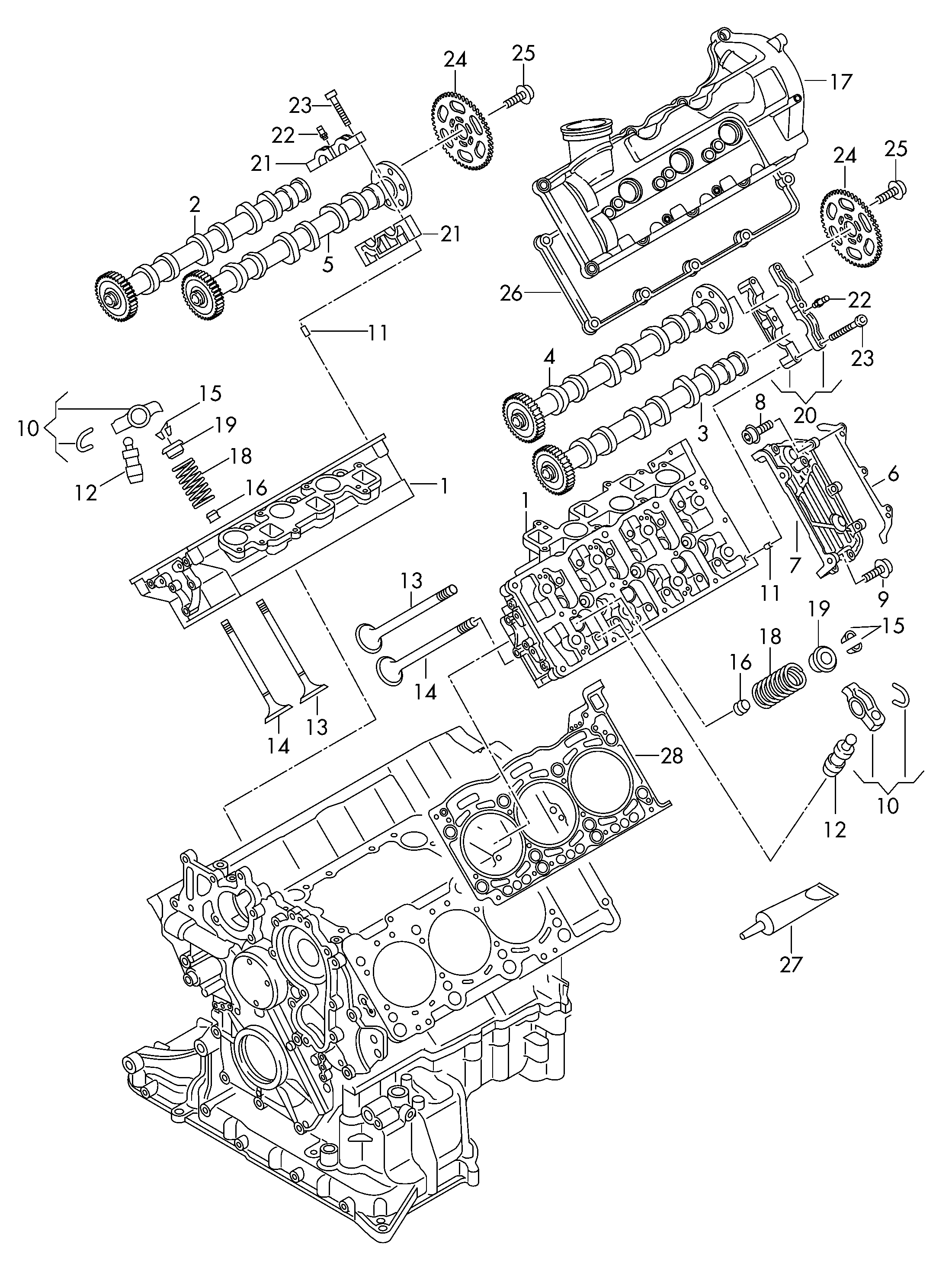 Pаспределительный вал, клапаны - Audi A5/S5 Cabriolet(A5CA)  