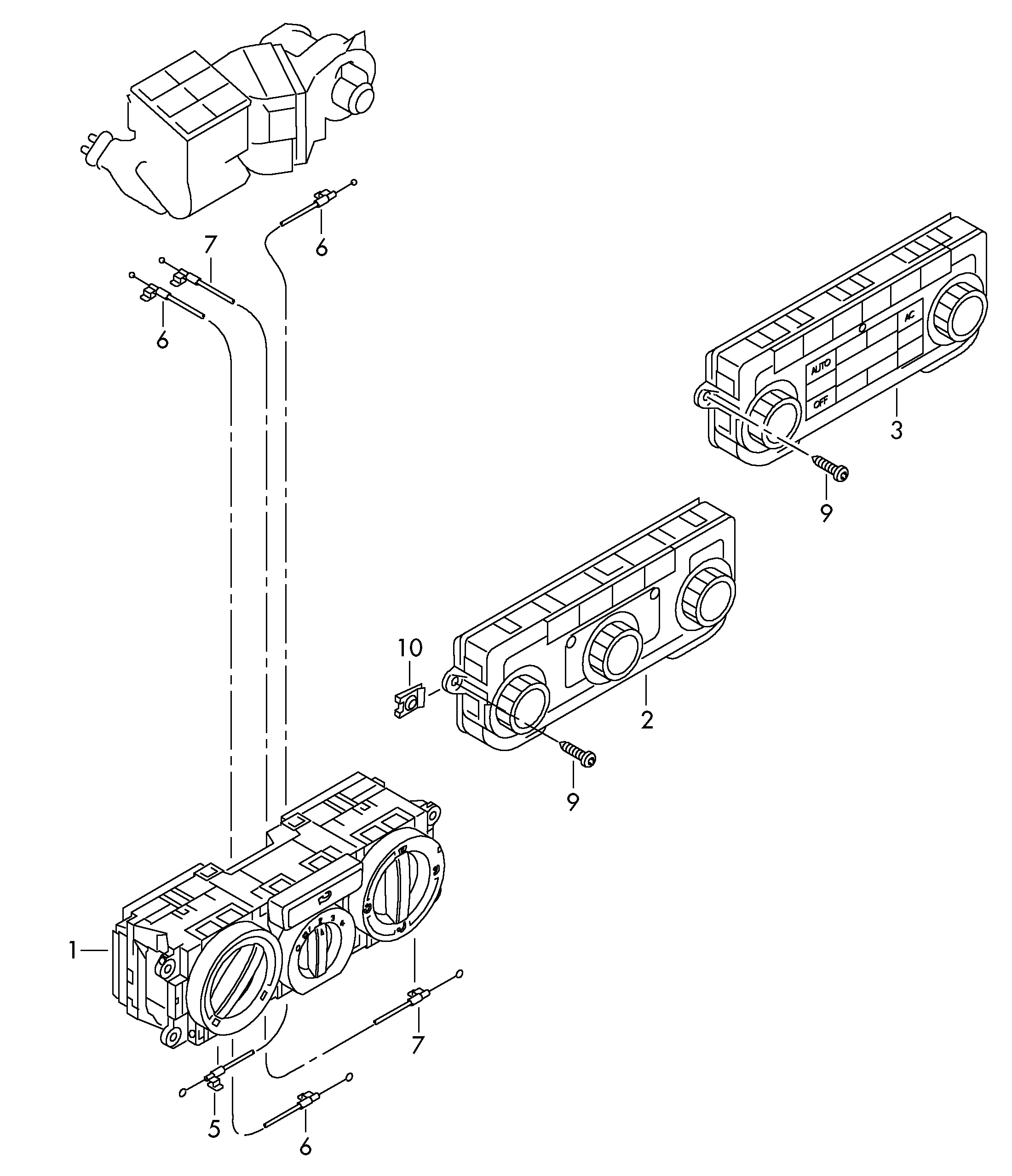 fresh air
and heater controls; bowden cable - Transporter(TR)  