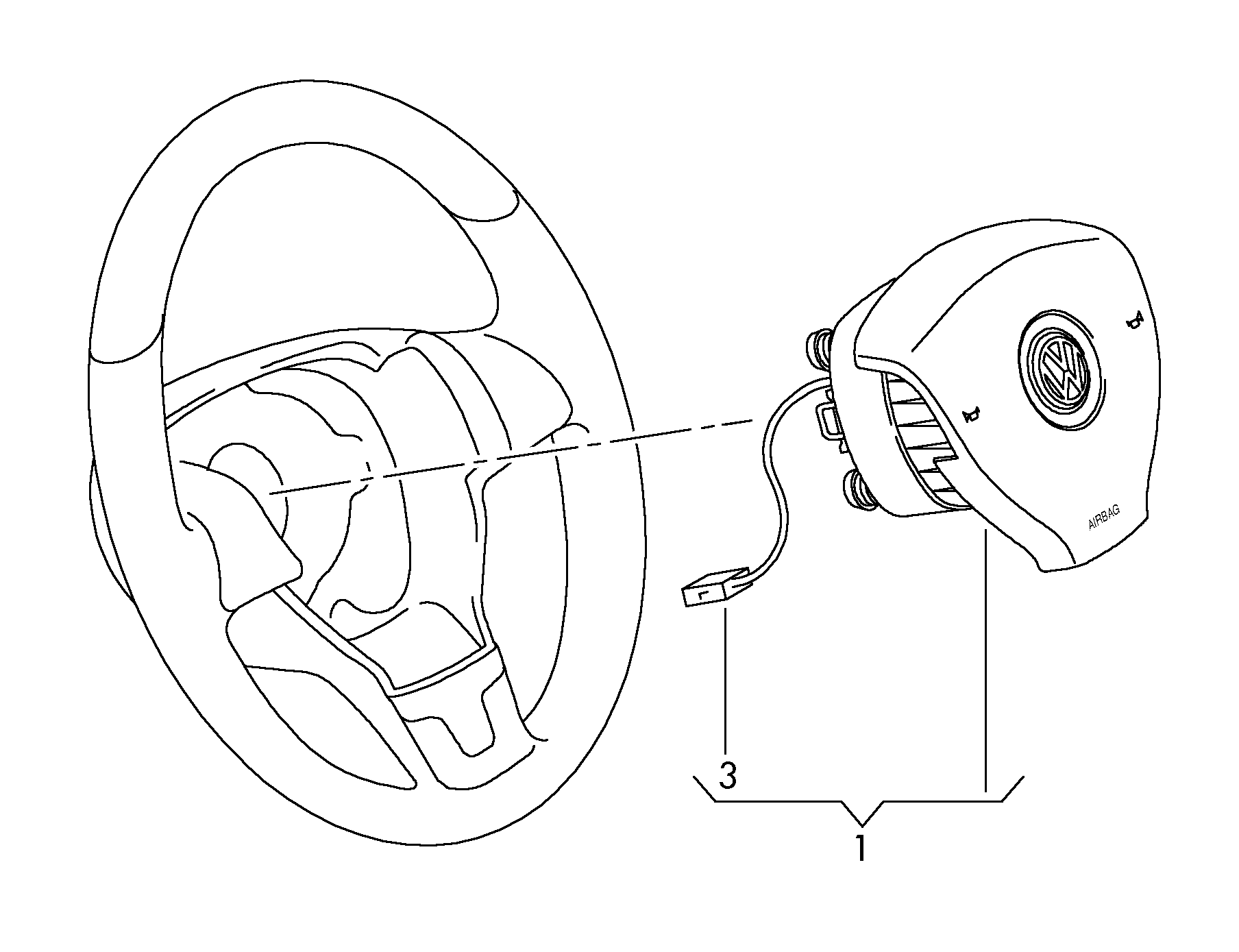 Airbag unit; (drivers side) Amarok (AMA) 2011 year Volkswagen EUROPA 880000