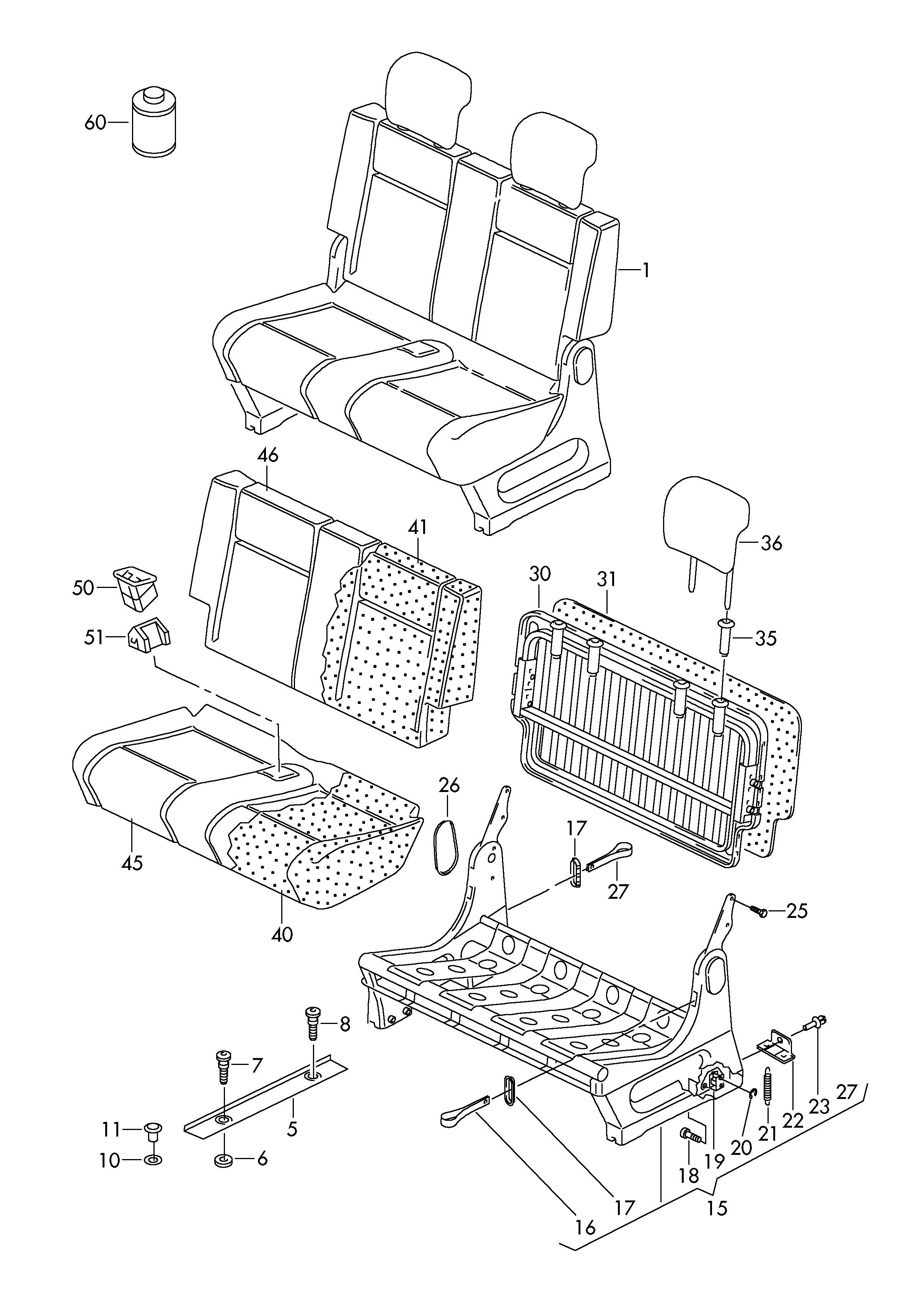 seat and backrest; for passenger compartement - Caddy(CA)  