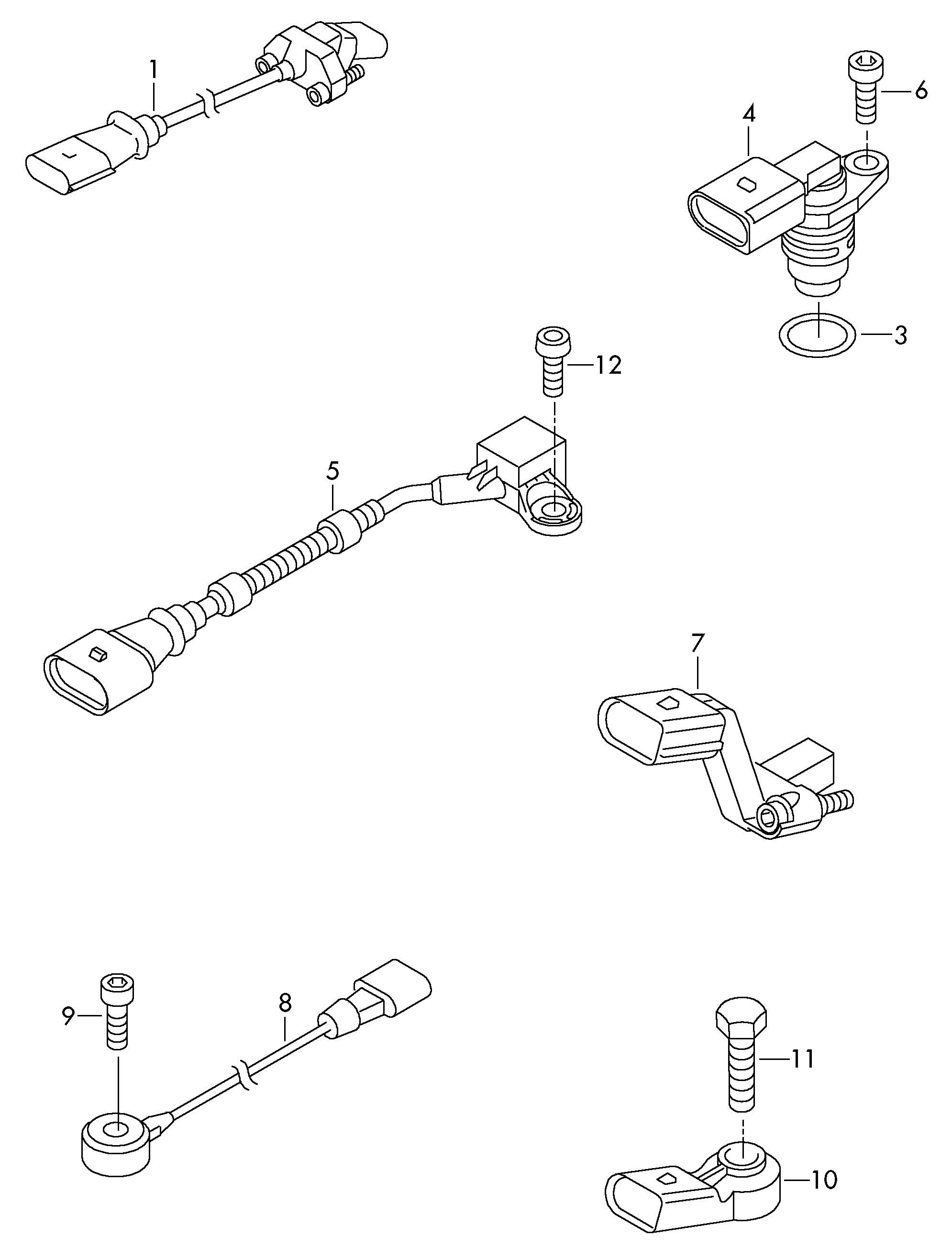 Sinyal sensörü; Vuruntu sensörü; Kumanda valfi - Tiguan(TIG)  