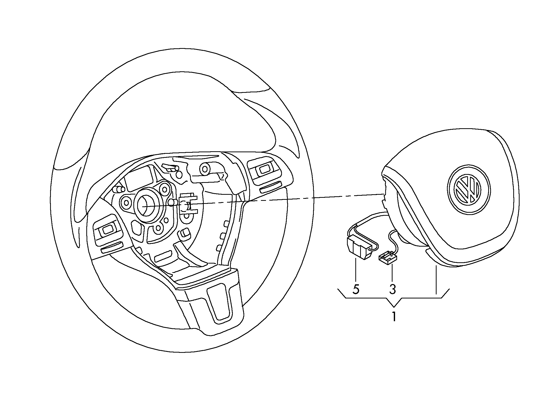 jednotka airbagu; (strana ridice) - Touareg(TOUA)  
