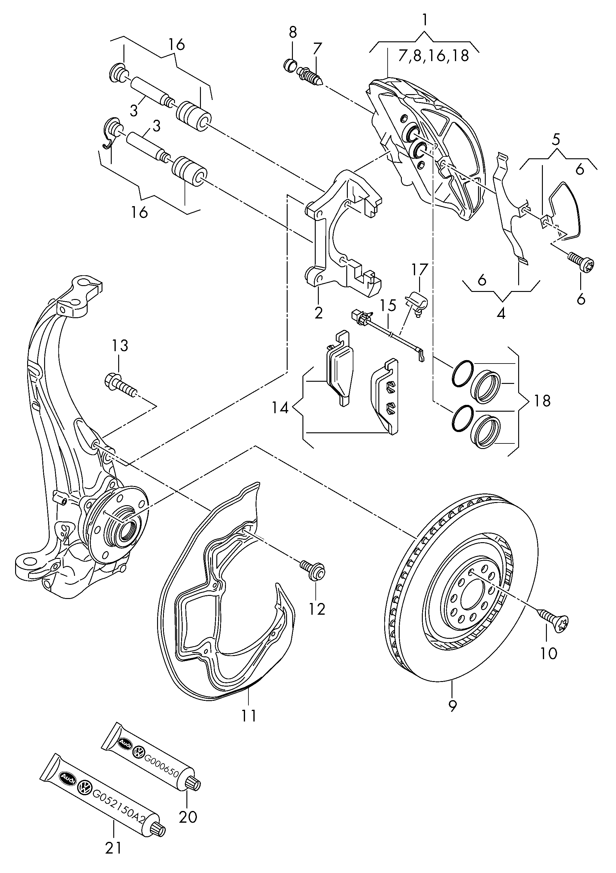 floating caliper brake; brake caliper housing; cal... - Audi Q5(AQ5)  