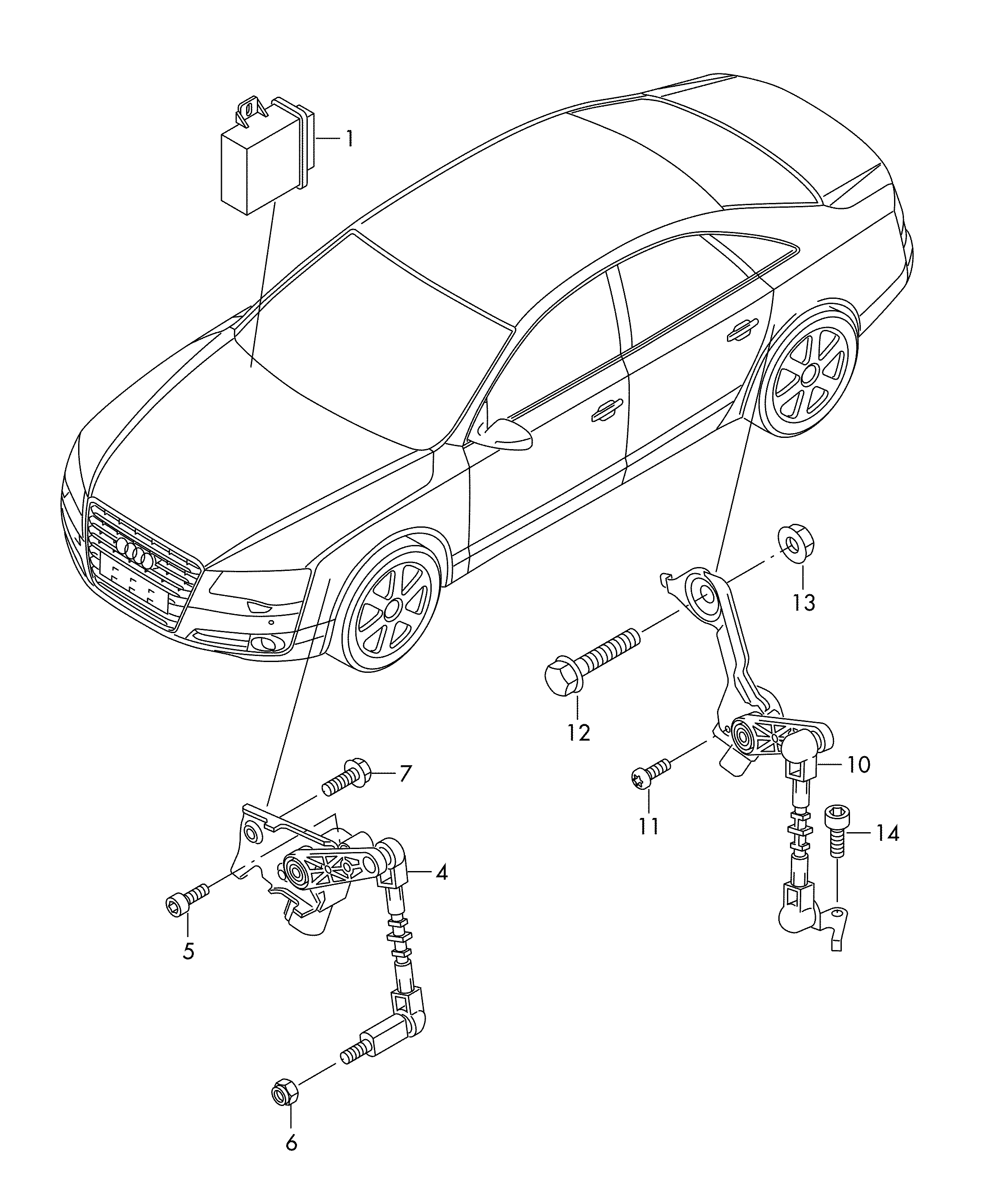 Датчик корректора
фар - Audi A8(A8)  