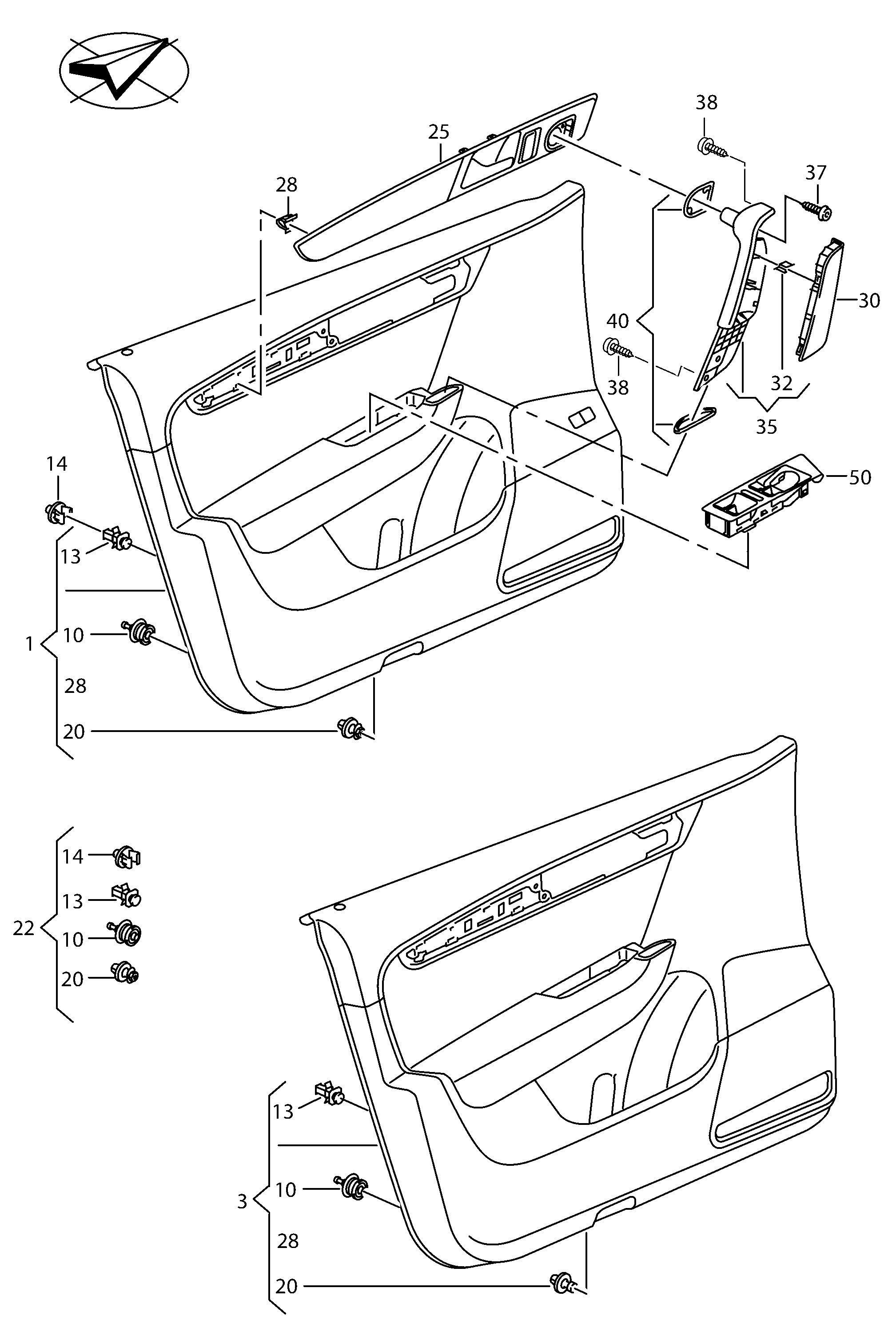 individual parts; door panel trim - Passat/4Motion/Santana(PA)  