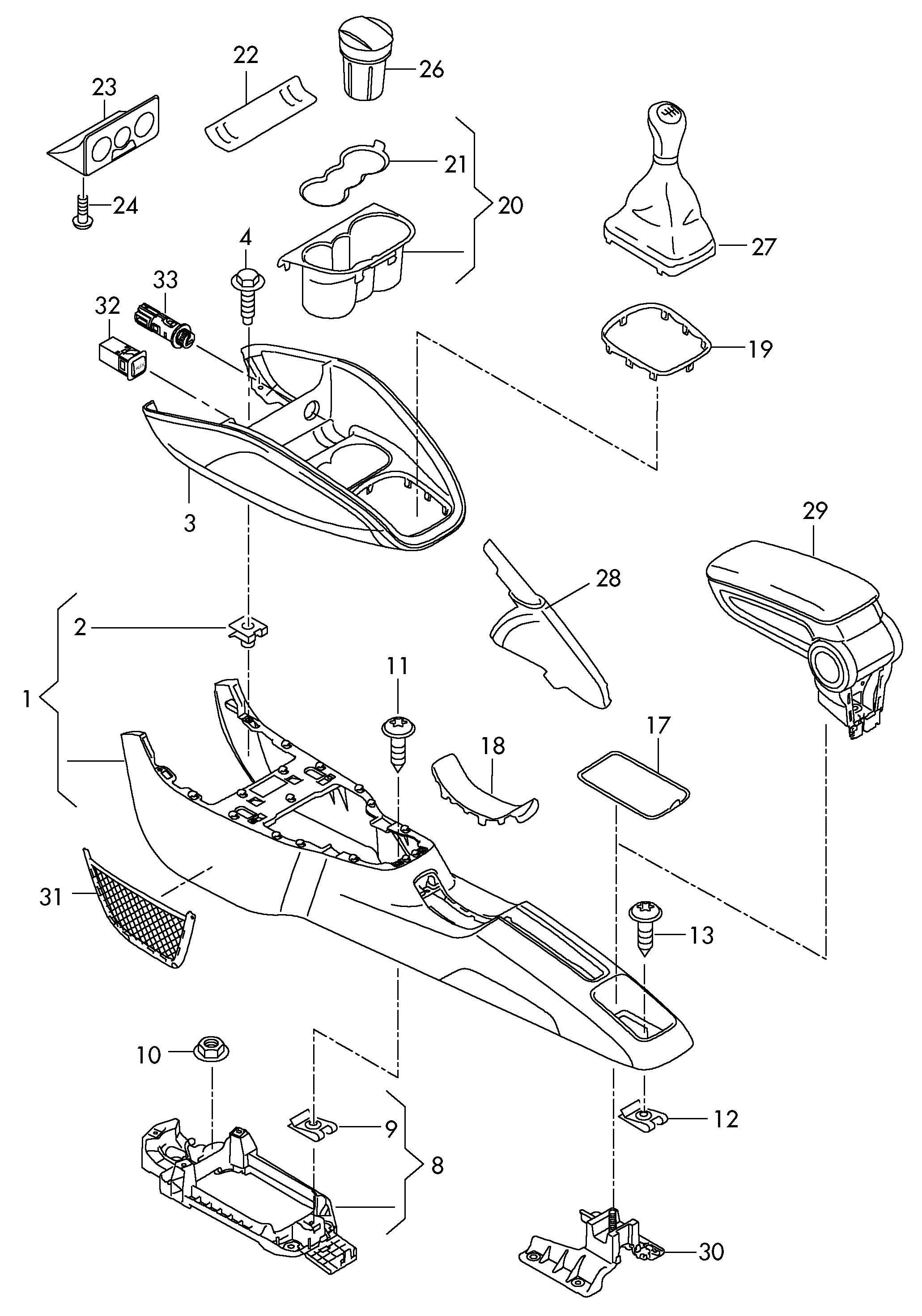 centre console - Audi A1(A1)  