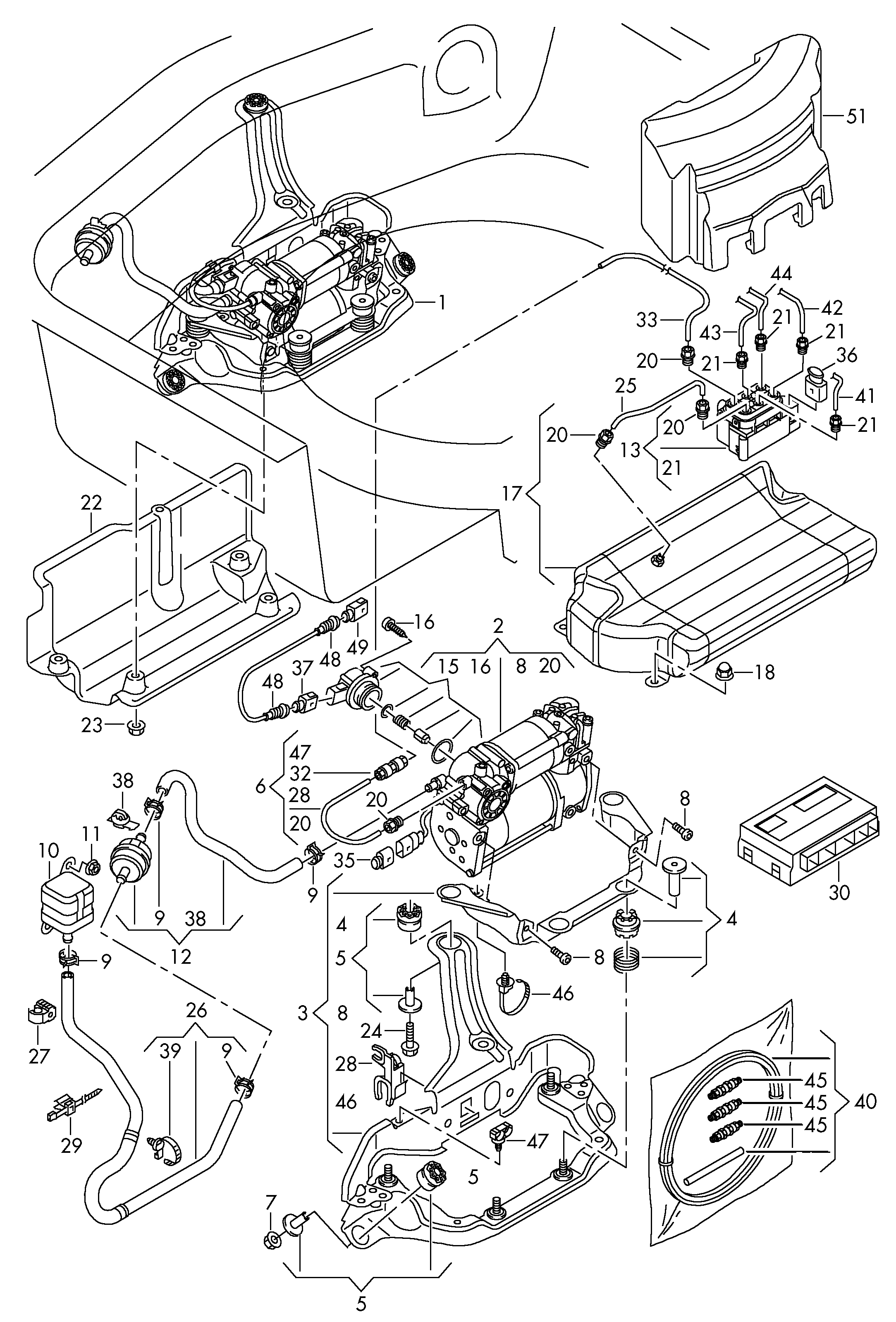 air supply unit; air line; connecting parts for se... - Audi A6/S6/Avant quattro(A6Q)  