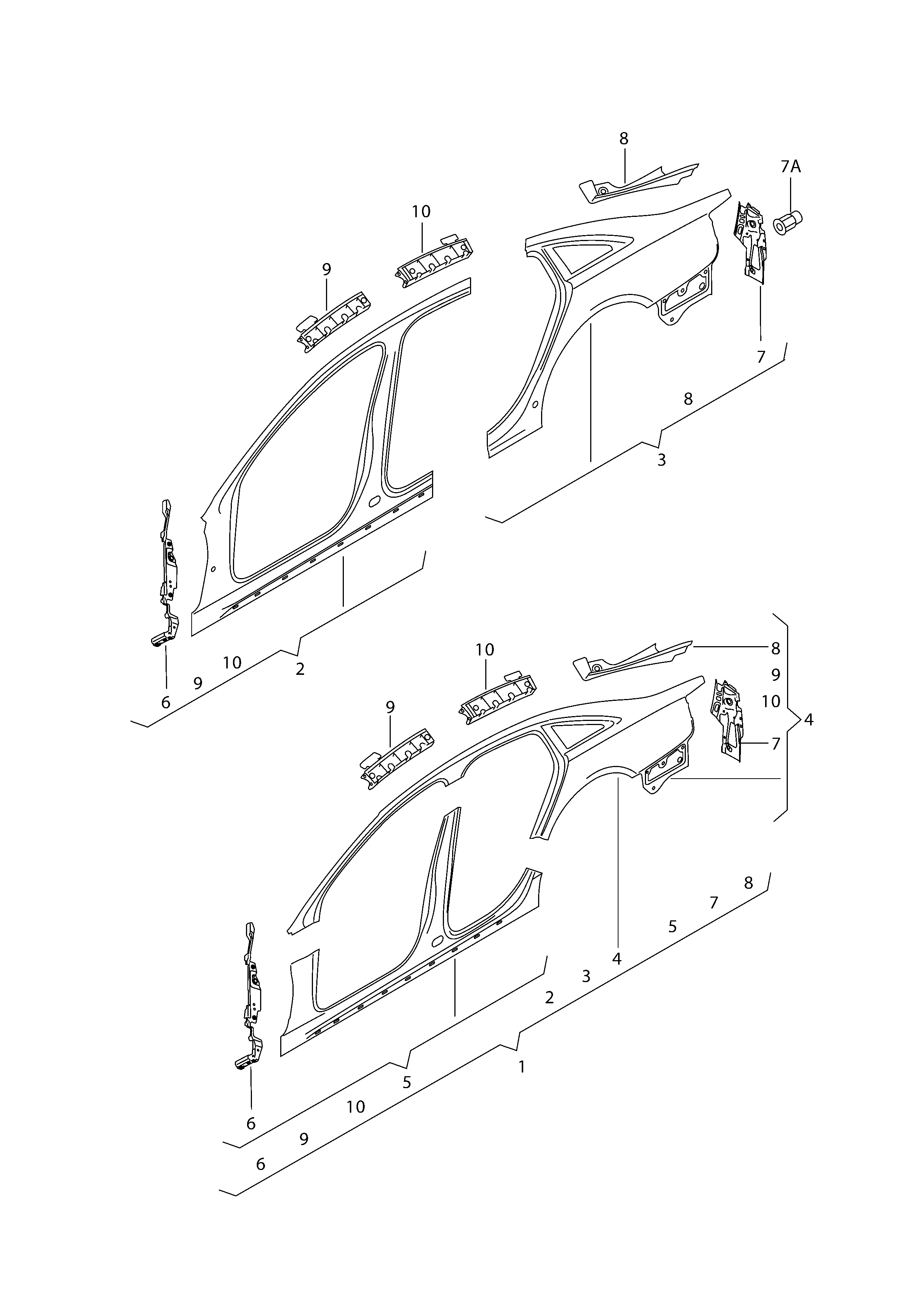 section - cadre de
panneau lateral - Audi A6/Avant(A6)  