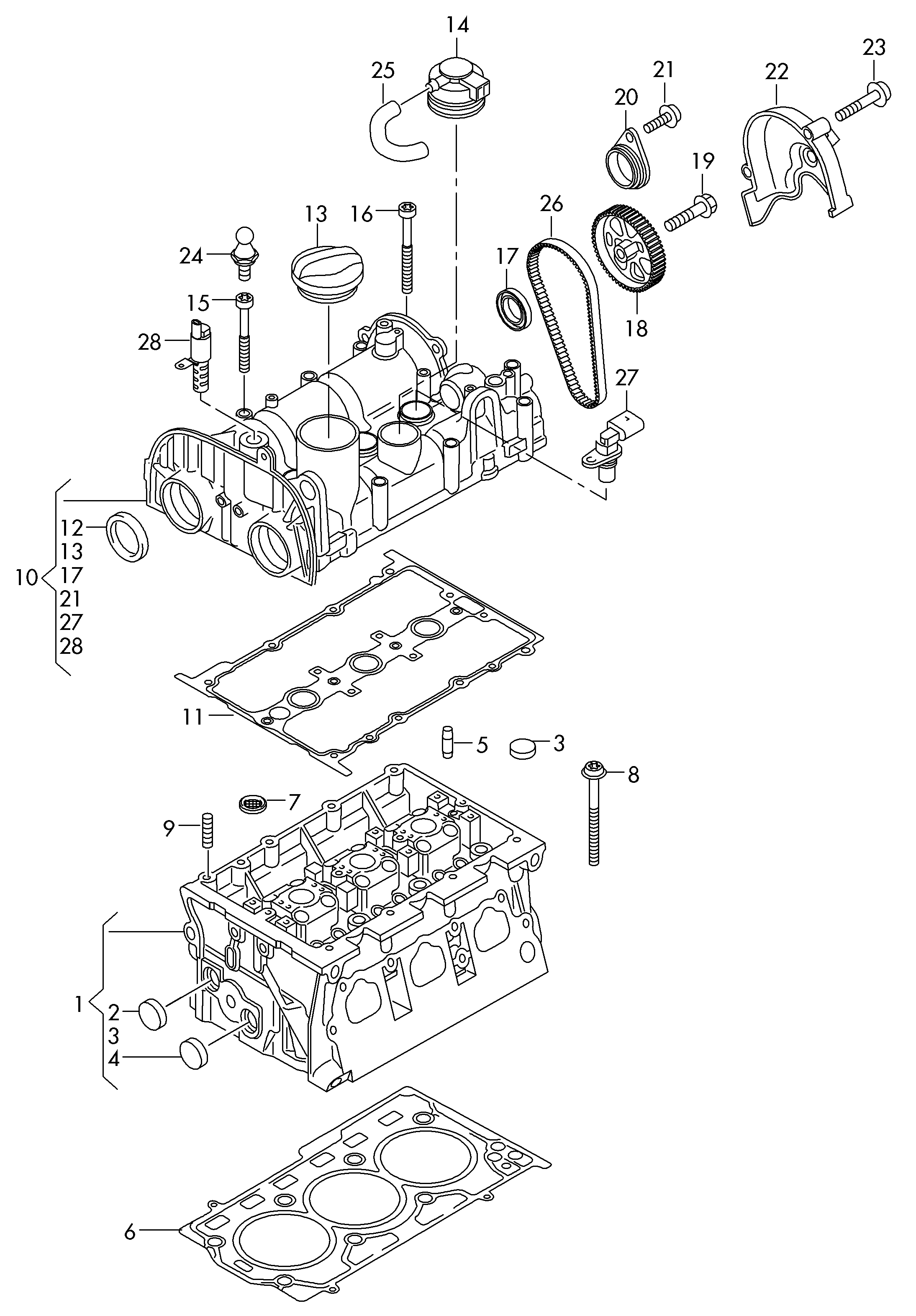Zylinderkopf; Zylinderkopfhaube mit
Nockenwelle - Citigo(CIT)  