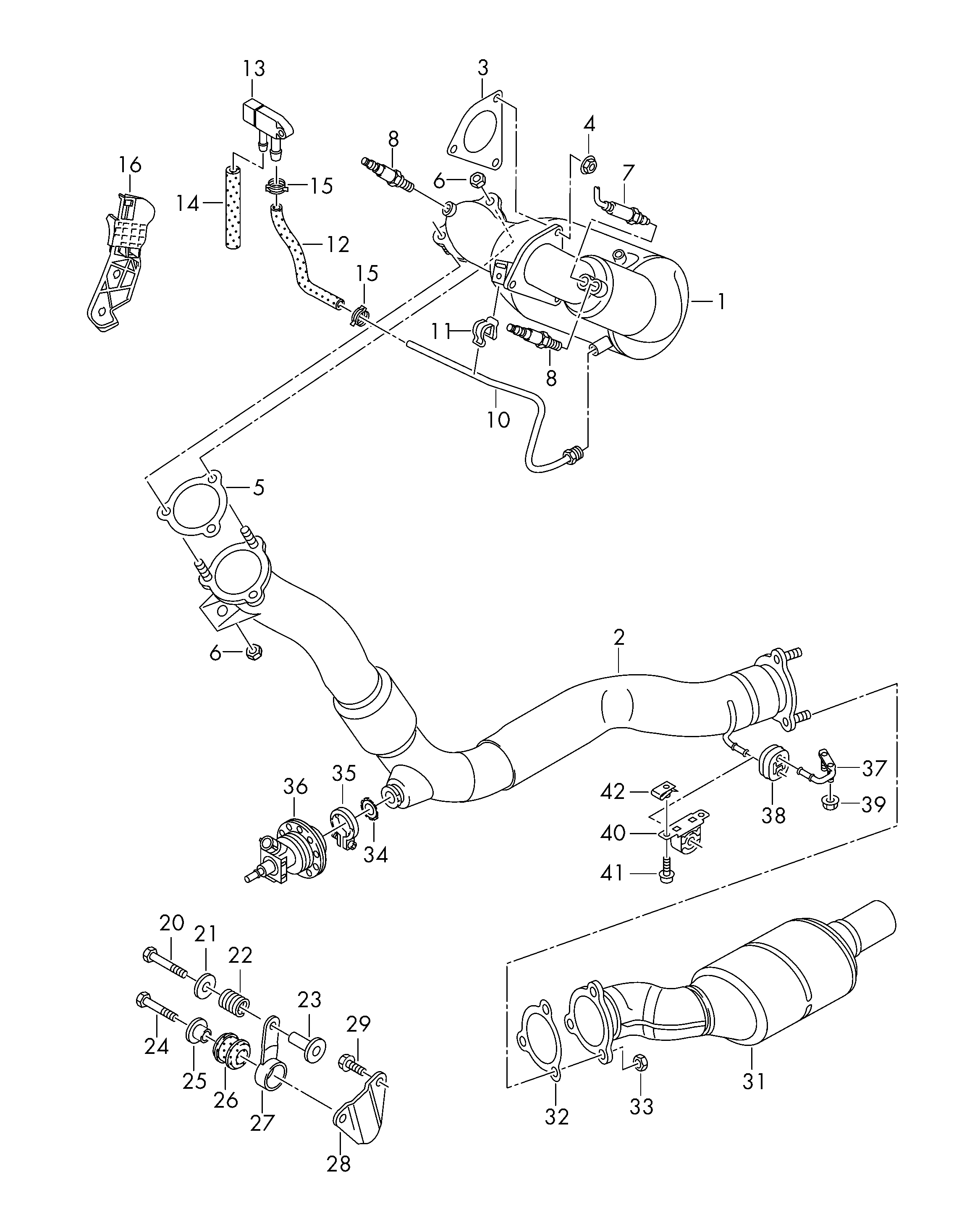 Abgasrohr mit Katalysator
und Partikelfilter; Ste... - Audi A6(A6)  