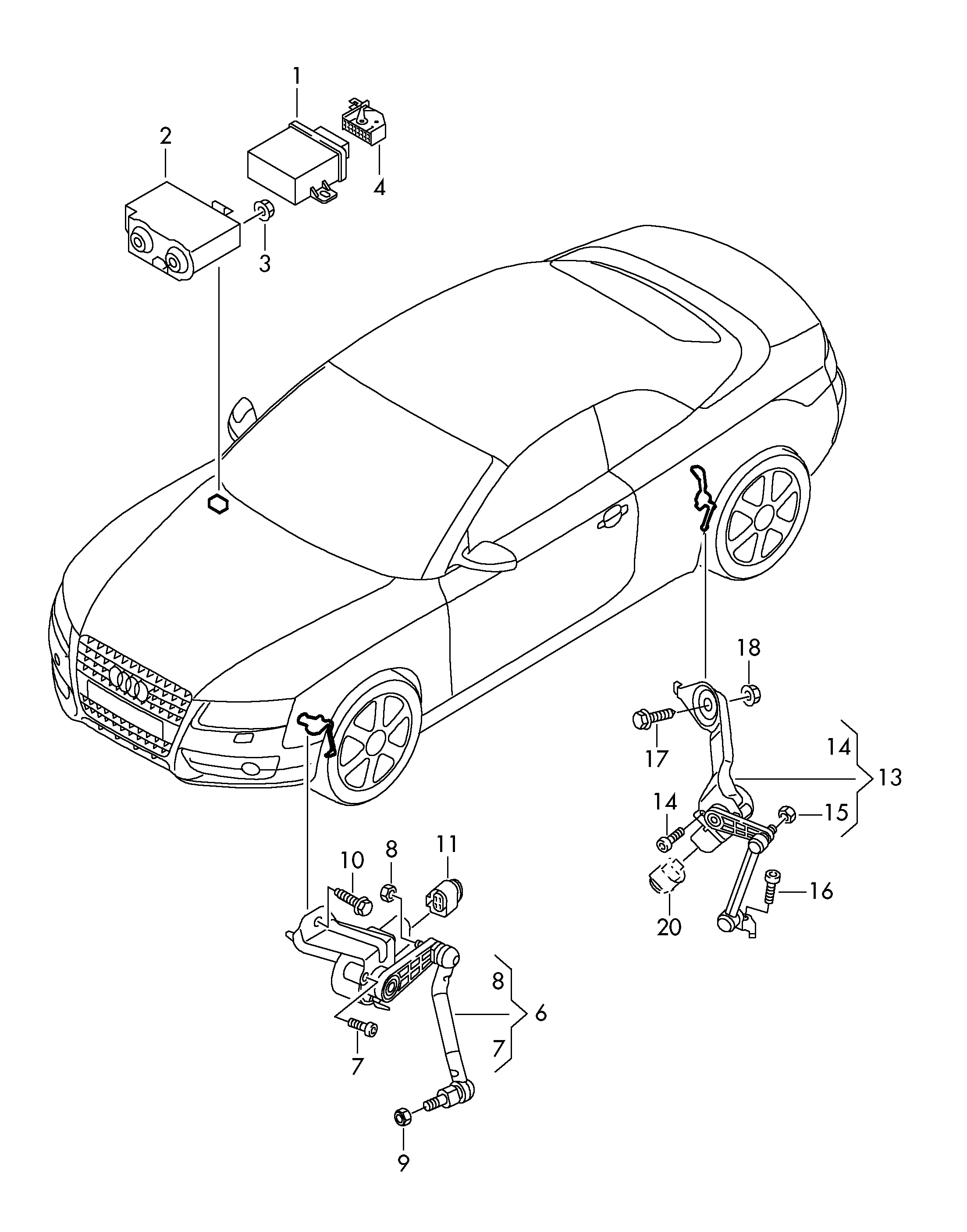 Far uzaklık ayarı için
sensör - Audi A5/S5 Cabriolet(A5CA)  