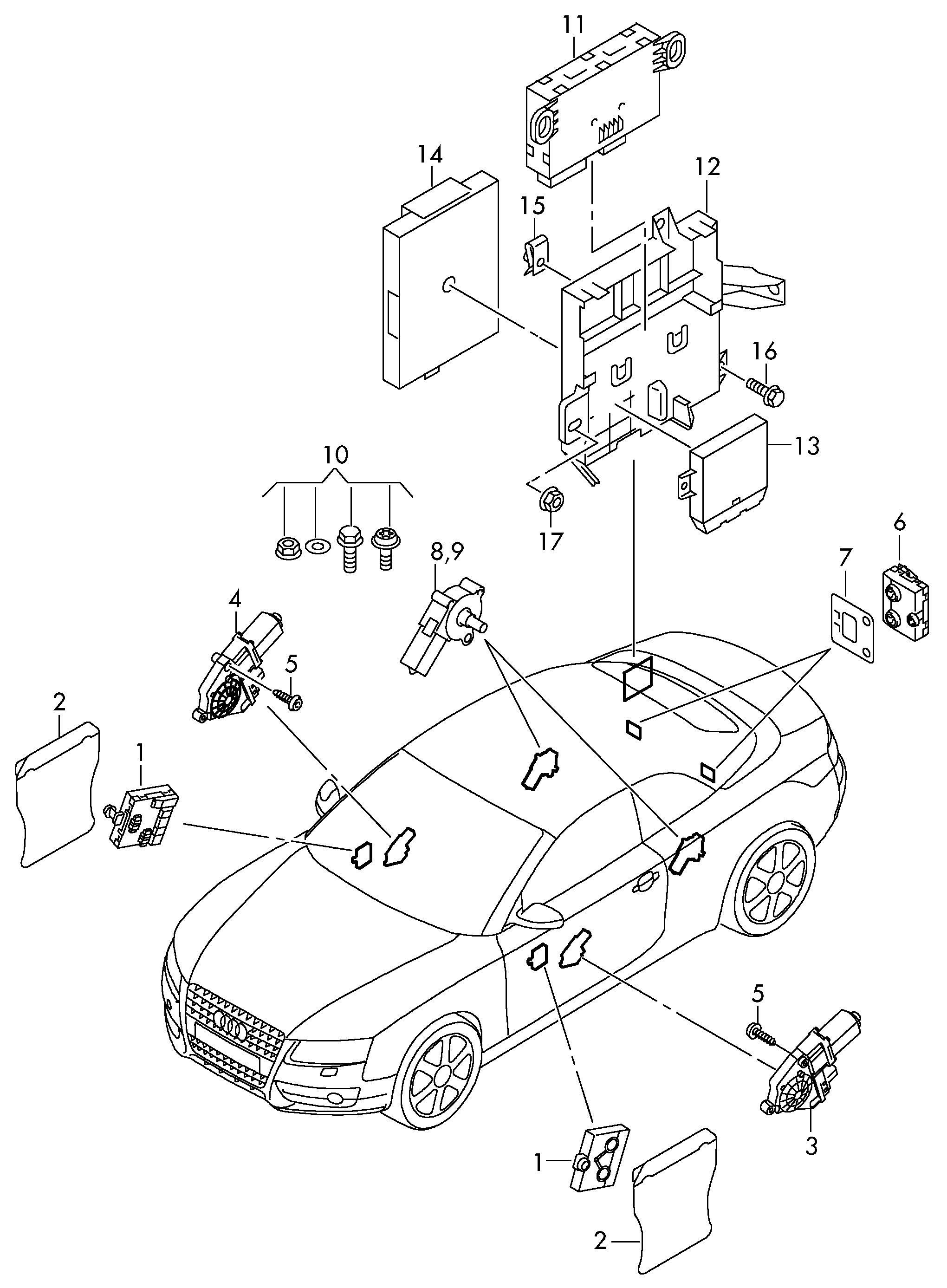コントロールユニット，
コンバーチブルルーフ調整用 - Audi A5/S5 Cabriolet(A5CA)  