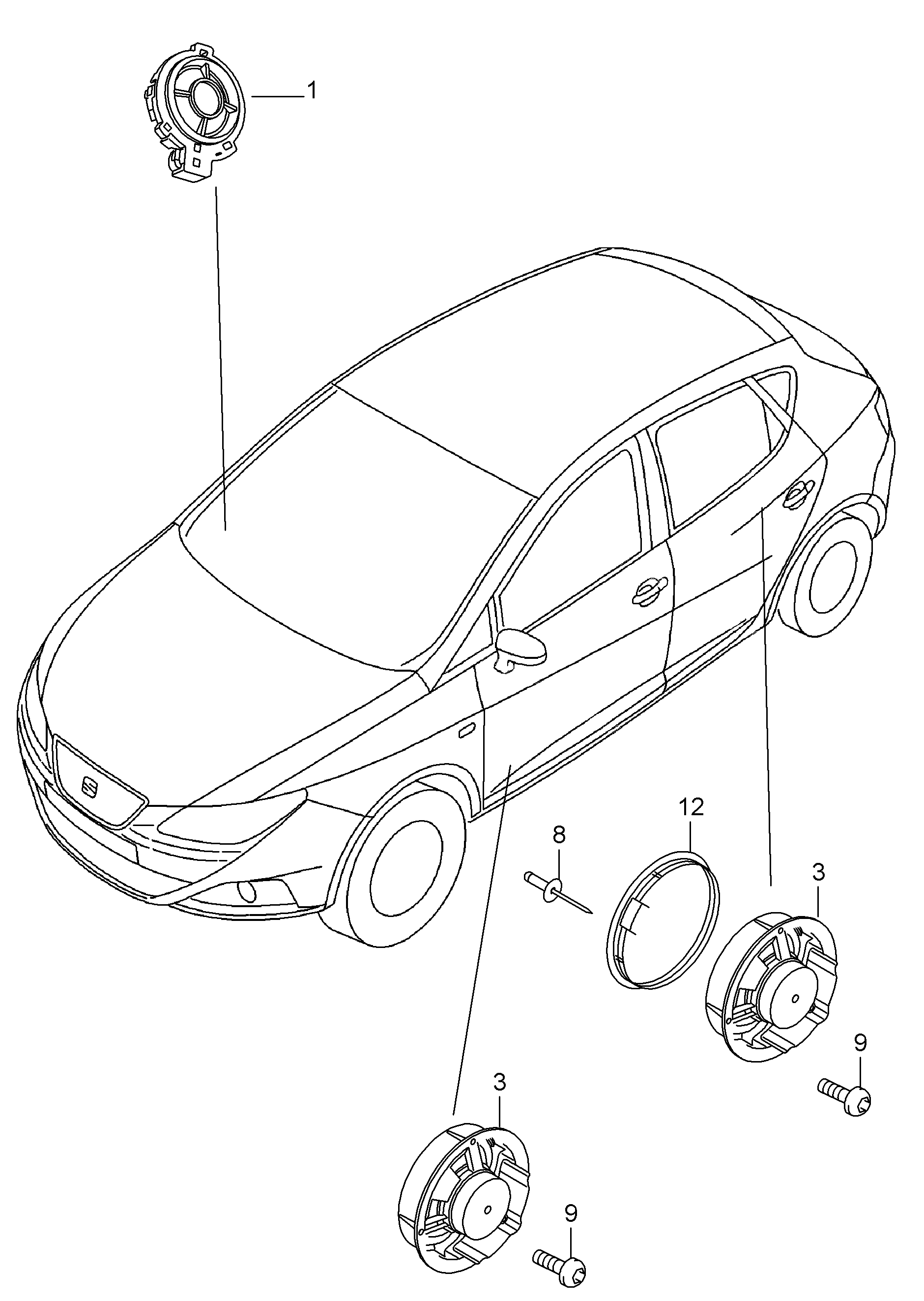 loudspeaker; for vehicles with 6
loudspeakers - Ibiza/ST(IB)  