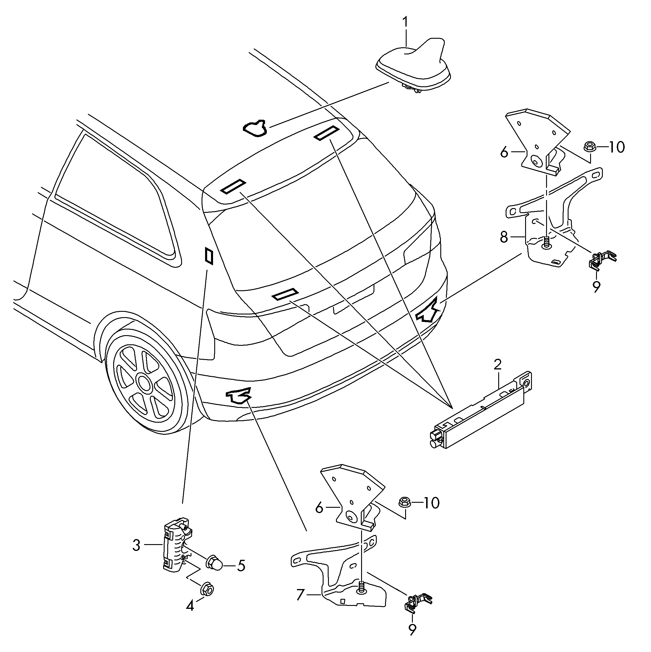 aerial - Audi A3/S3/Sportb./Lim./qu(A3)  