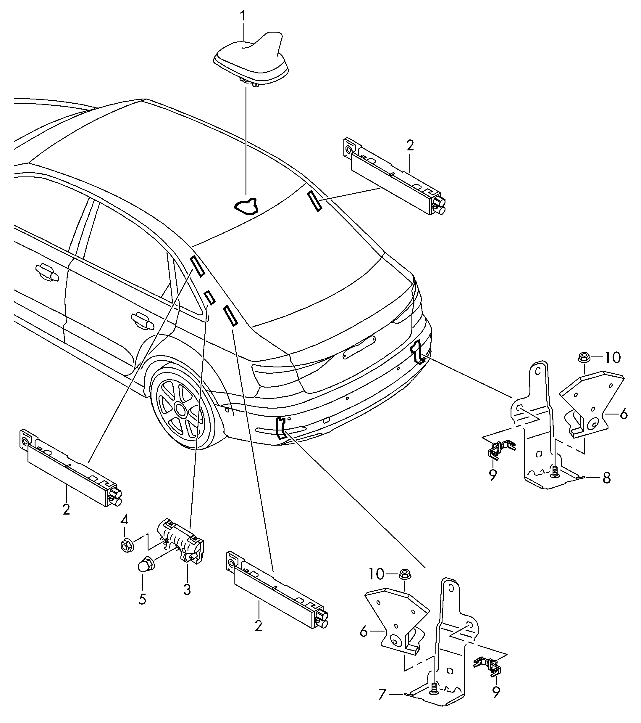 aerial - Audi A3/S3/Sportb./Lim./qu(A3)  