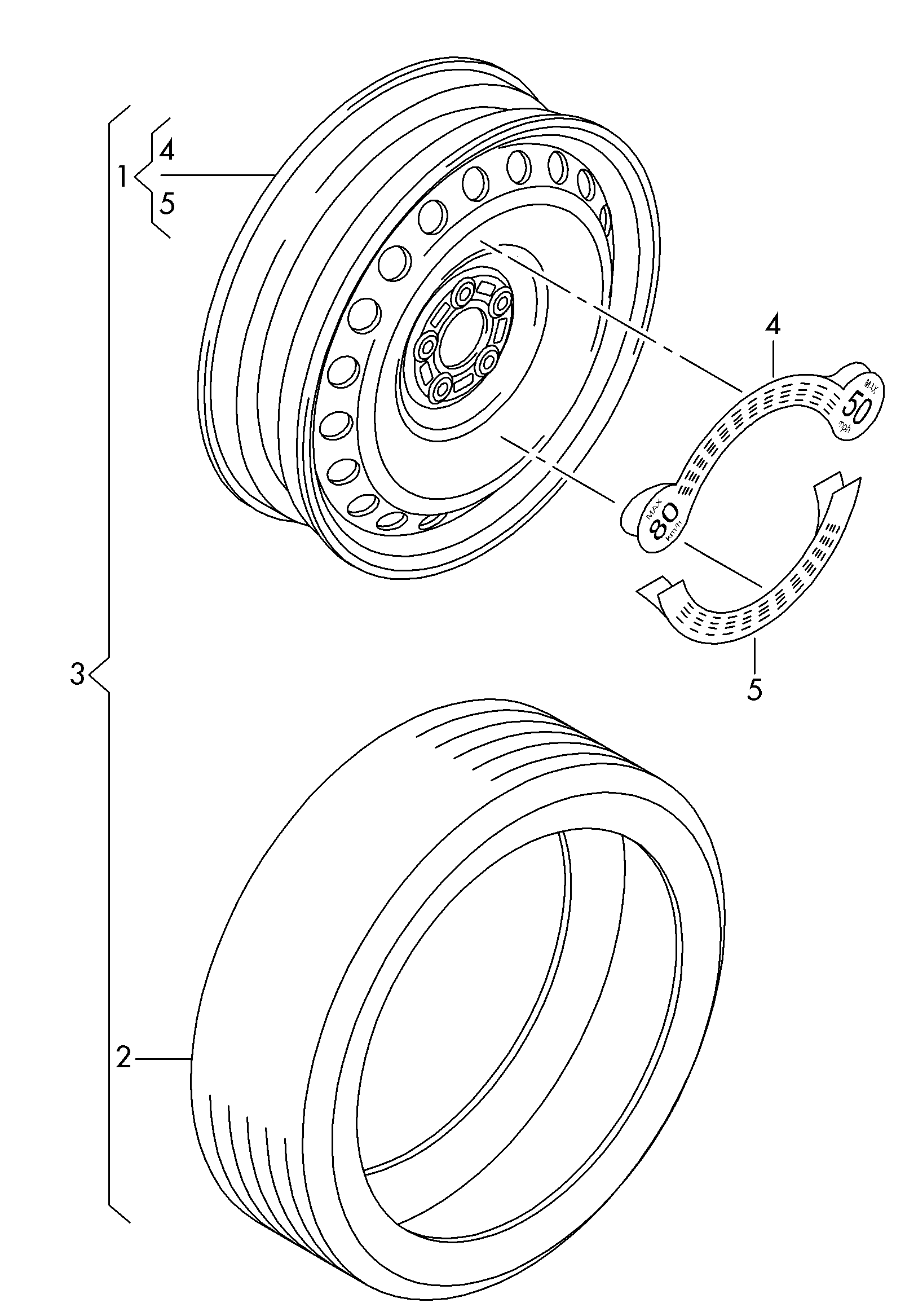 steel rim; for temporary spare wheel - Audi TT/TTS Coupe/Roadster(ATT)  
