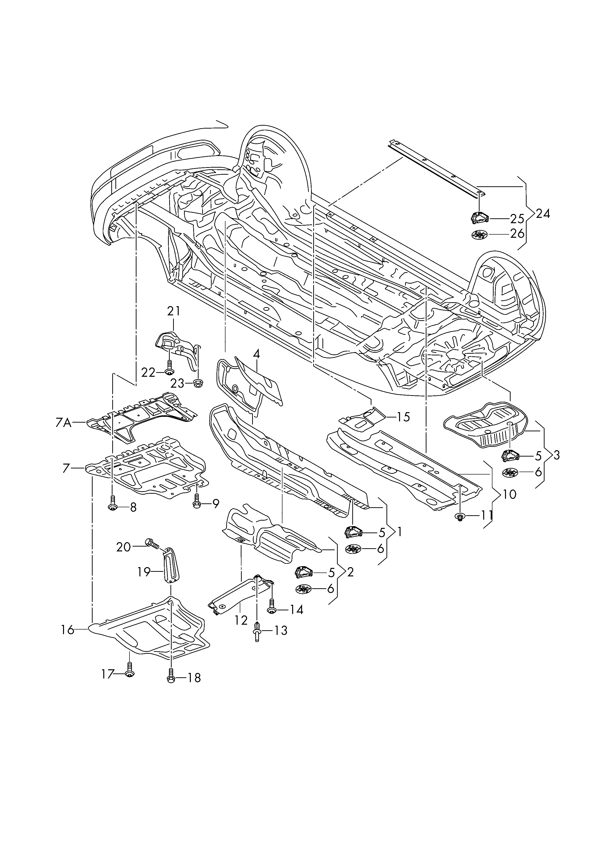 underbody trim; noise insulation; heat shield - Audi A3/S3/Sportb./Lim./qu(A3)  
