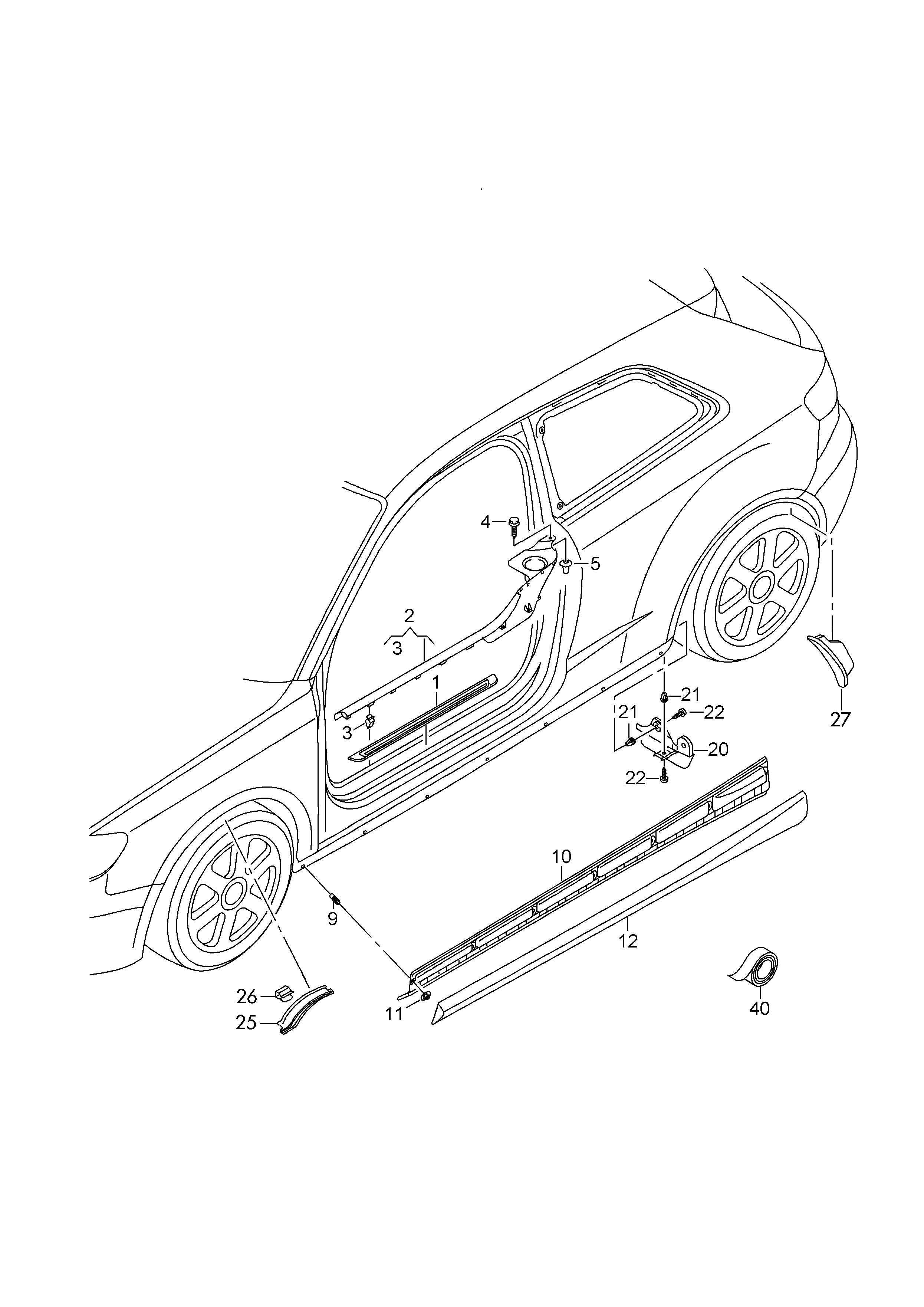 门槛饰条; 固定板; 下边梁饰板; 车轮扰流板 - Audi A3/S3/Sportb/qu.(A3)  