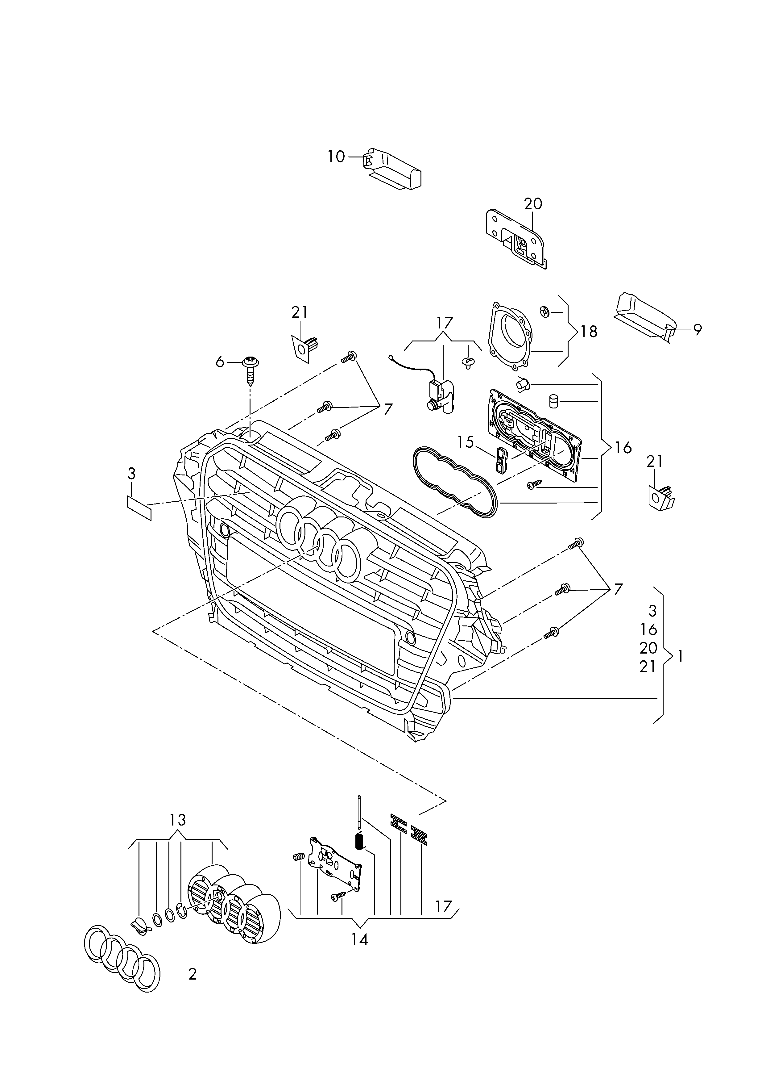 radiator grille - Audi A3/S3/Sportb./Lim./qu(A3)  