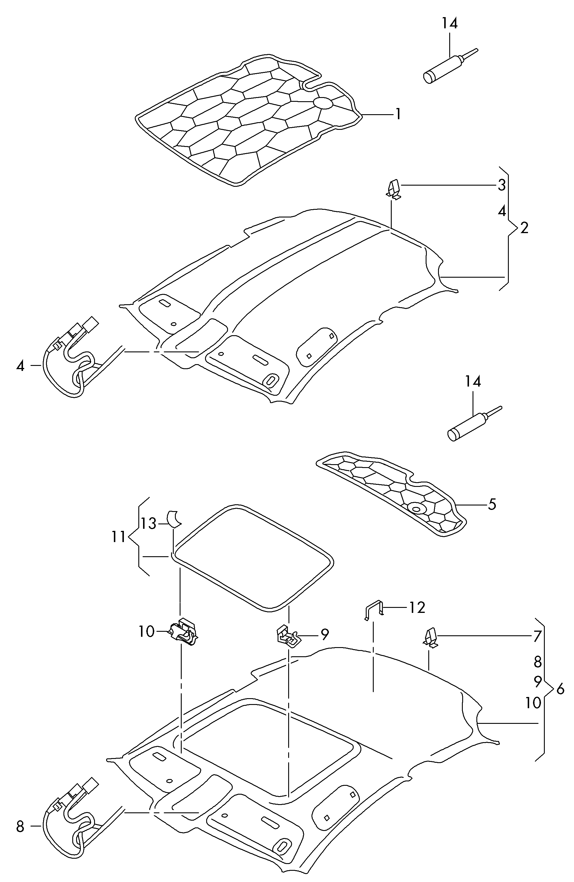 moulded headlining (cloth) - Audi A3/S3/Sportb./Lim./qu(A3)  