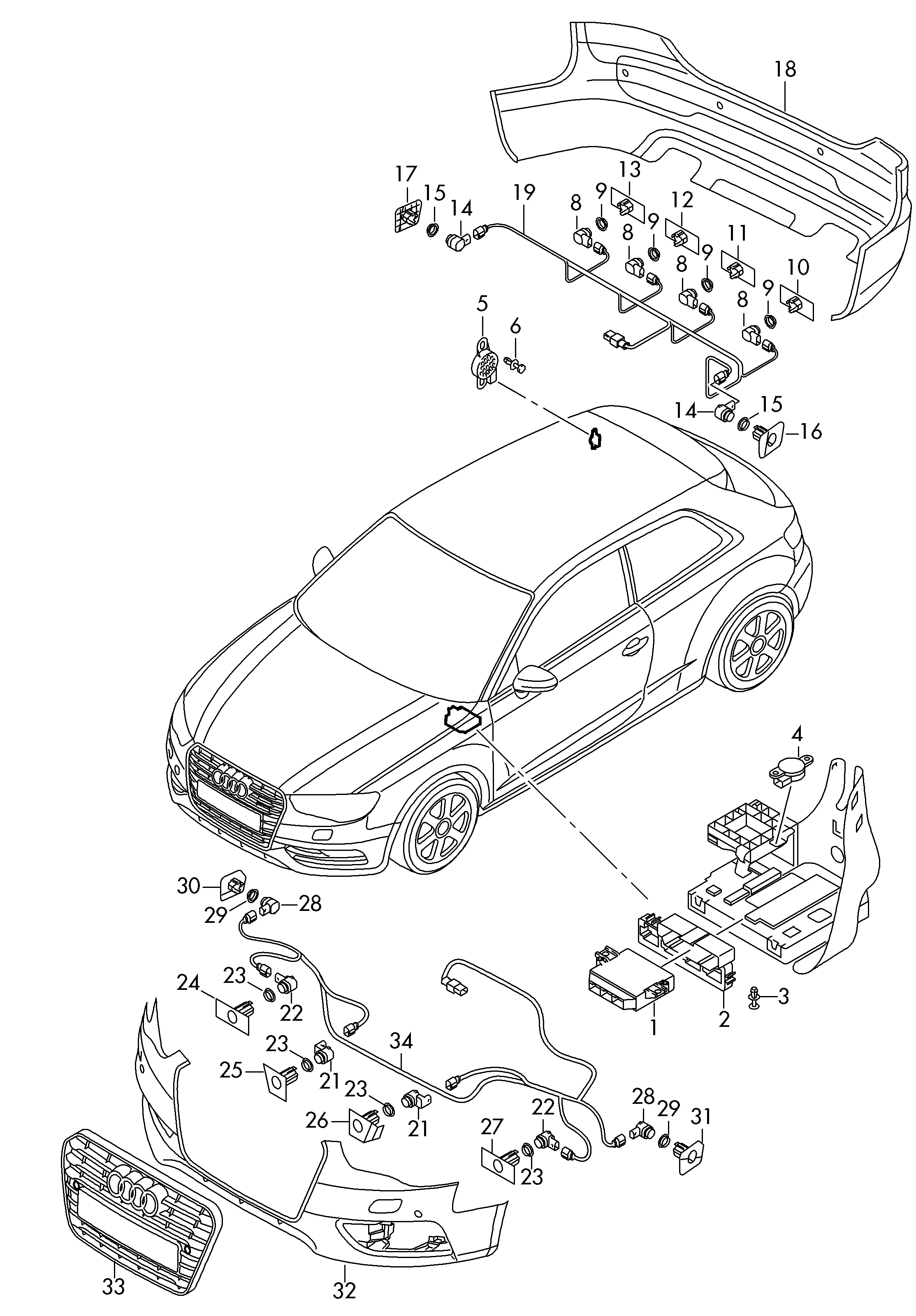ultrasound sensor - Audi A3/S3/Sportb./Lim./qu(A3)  