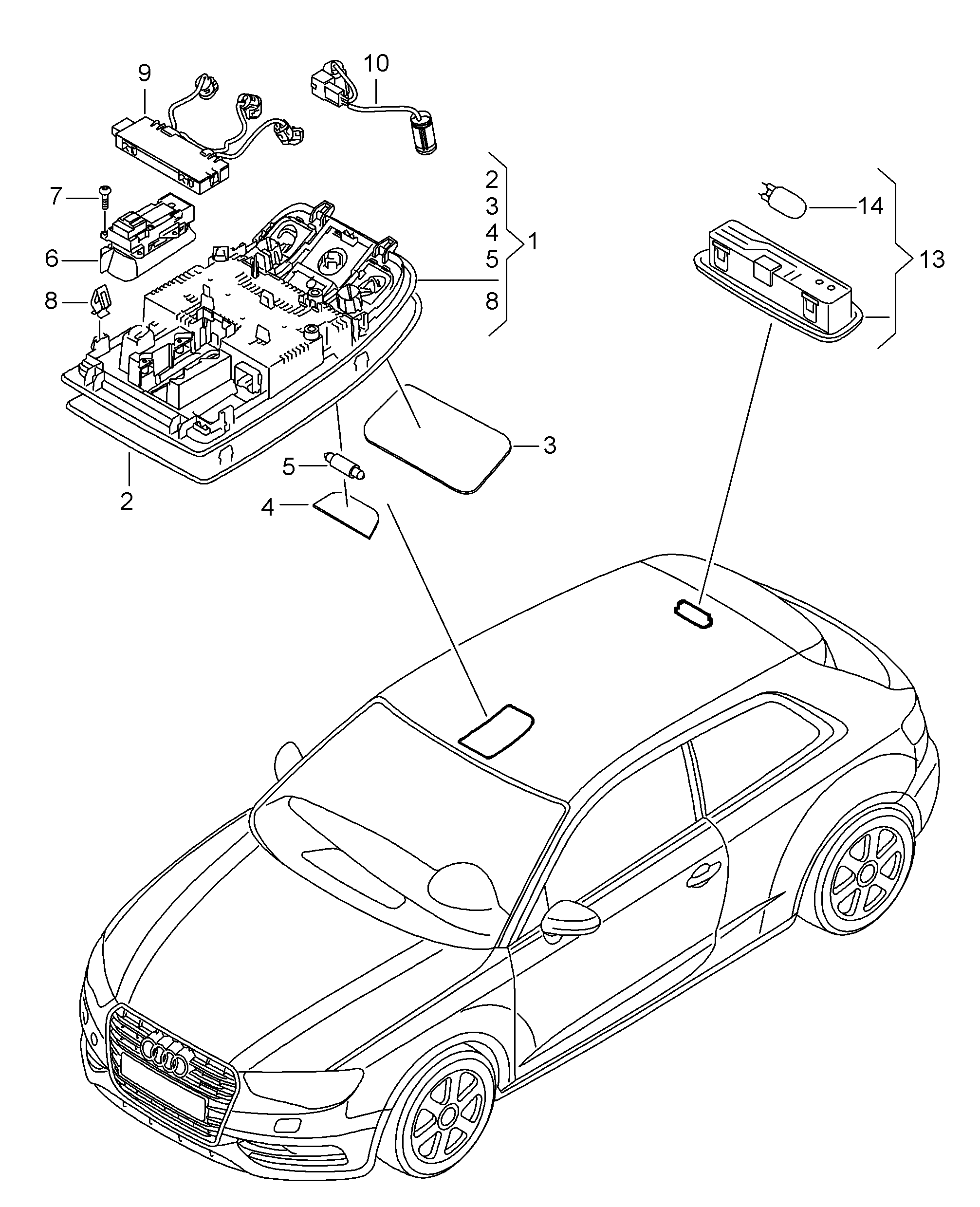 interior and reading light - Audi A3/S3/Sportb./Lim./qu(A3)  