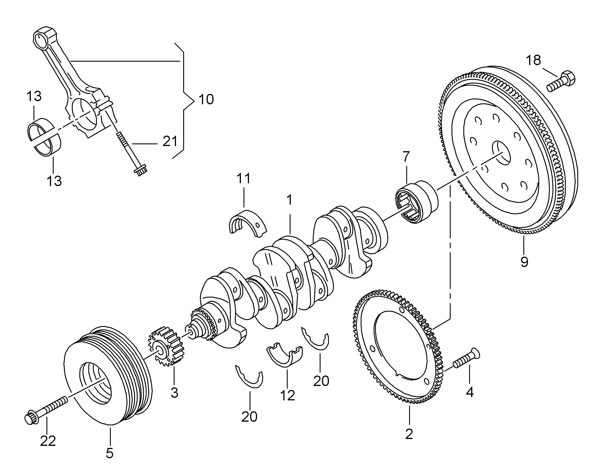 crankshaft; conrod; bearings - Audi A3/S3/Sportb./Lim./qu(A3)  