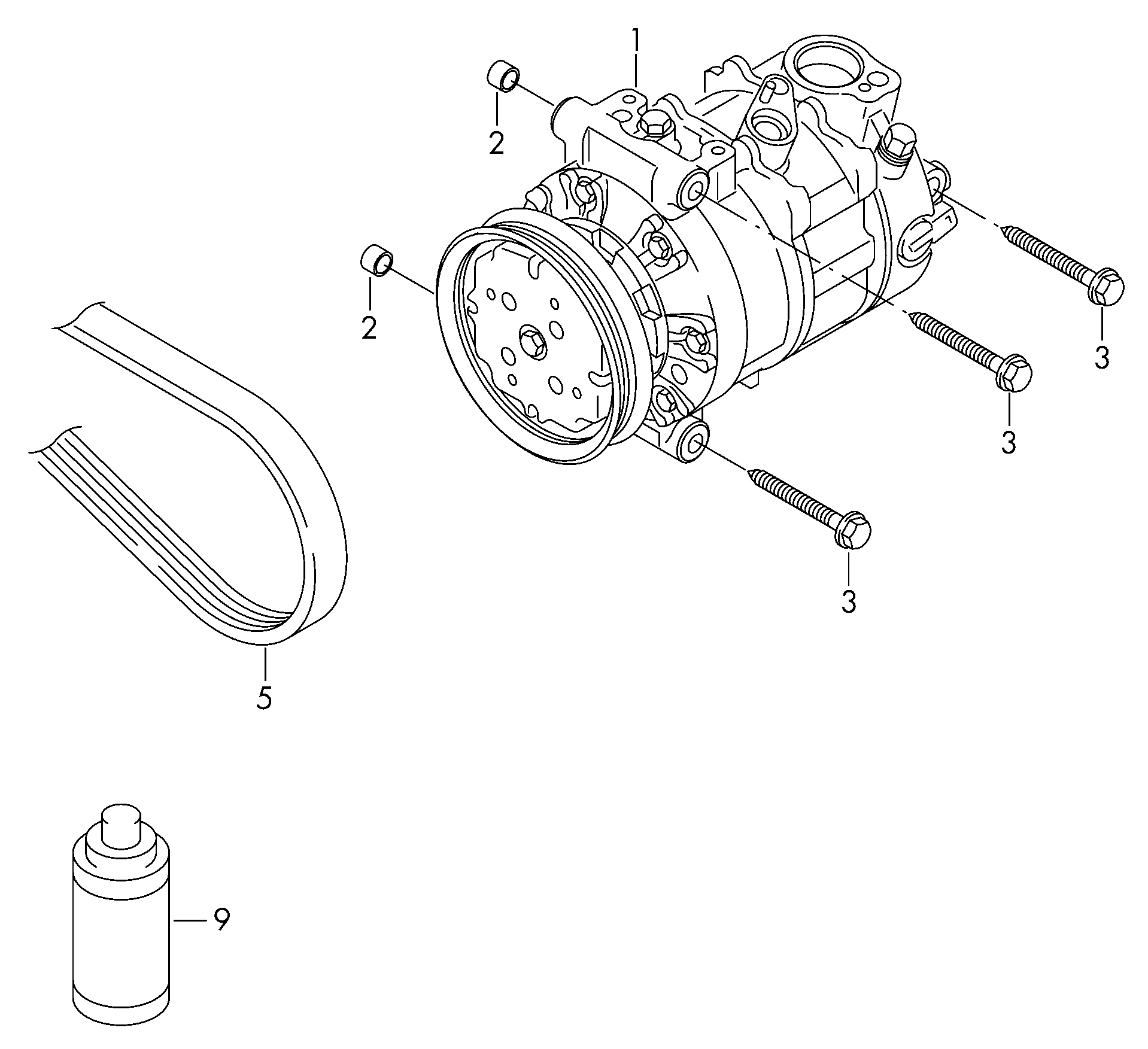 a/c compressor; connecting and mounting parts
for... - Octavia(OCT)  