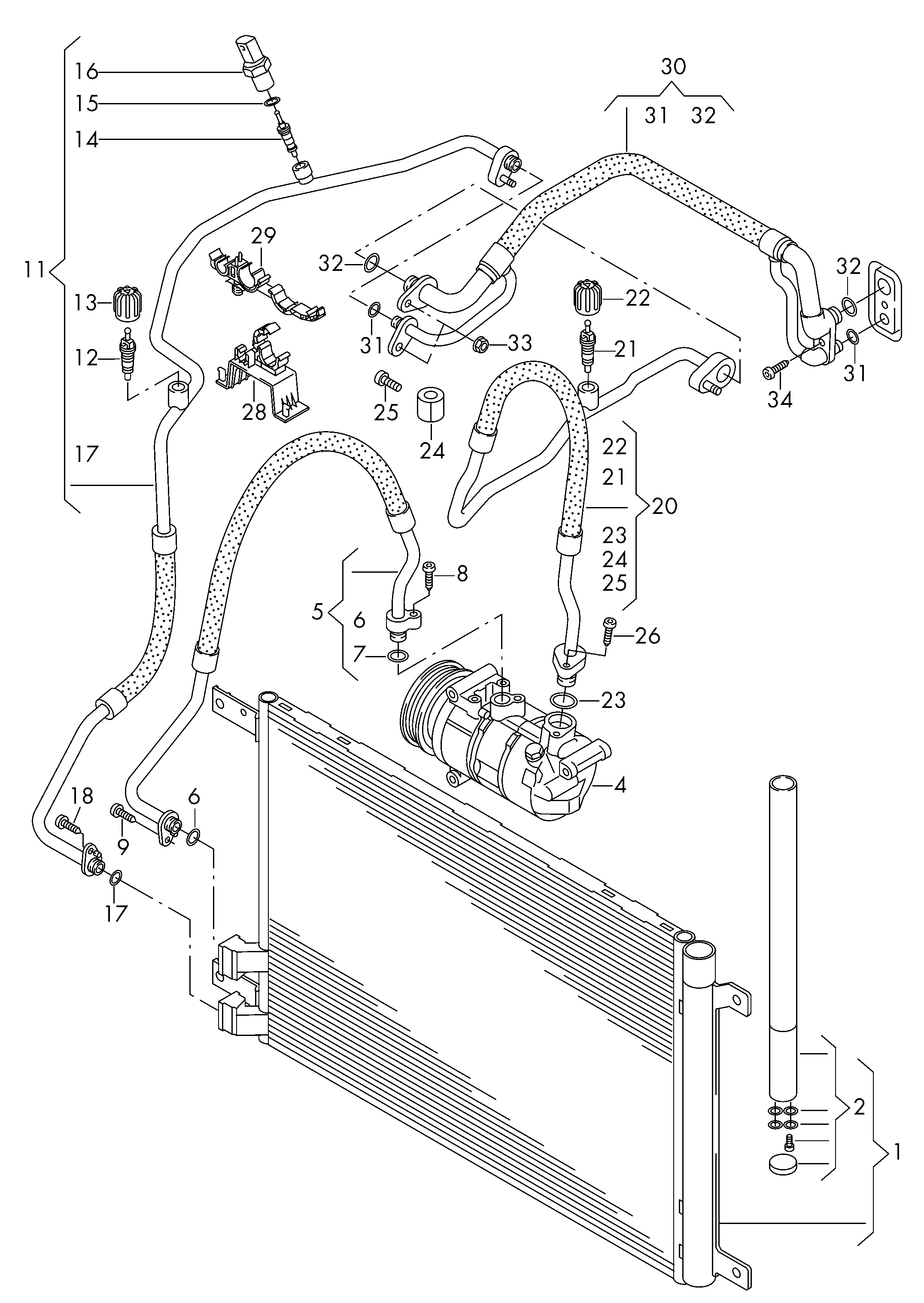 a/c condenser; refrigerant circuit - Octavia(OCT)  